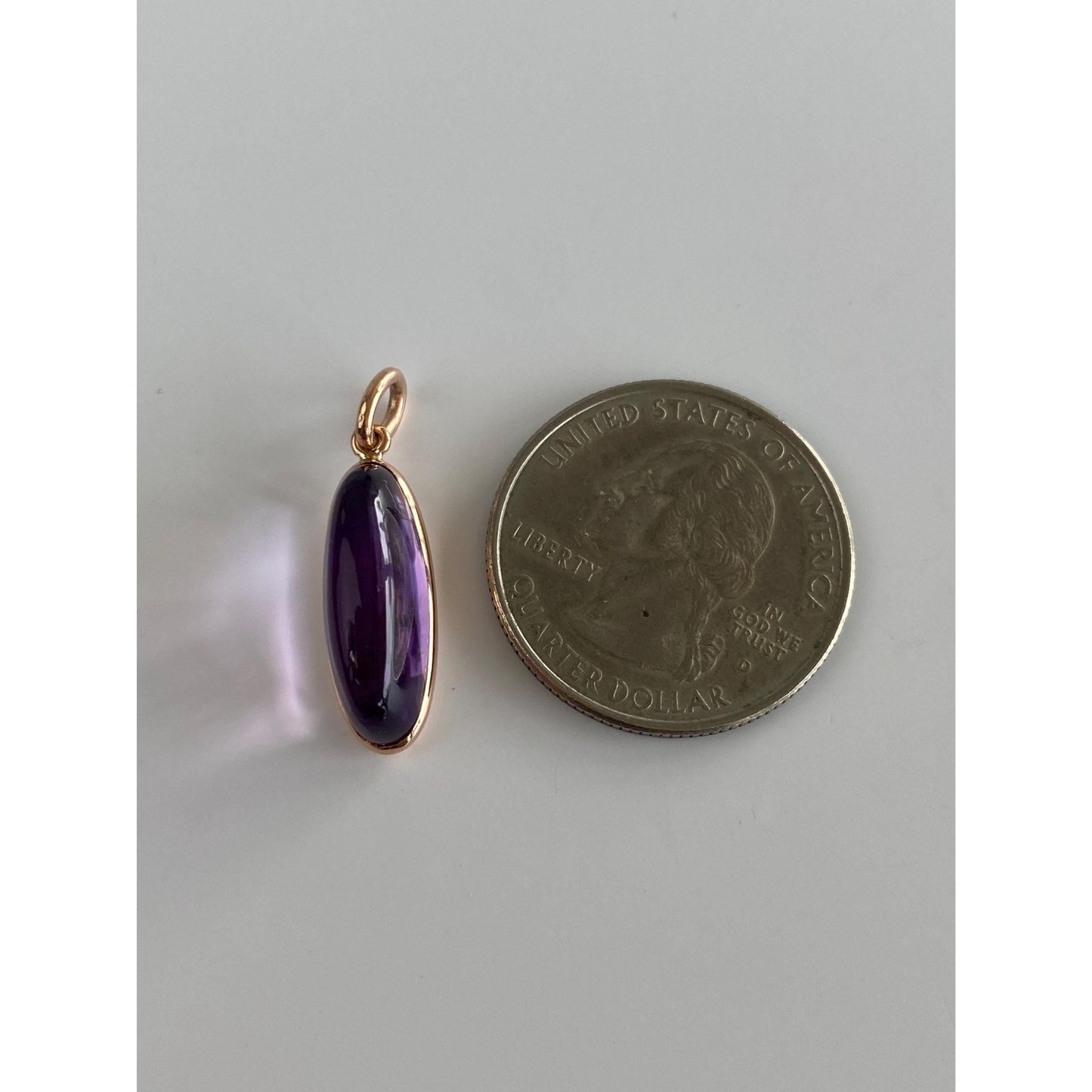 Vintage Solid 14k Rosey Gold Amethyst Cufflink Conversion Charm