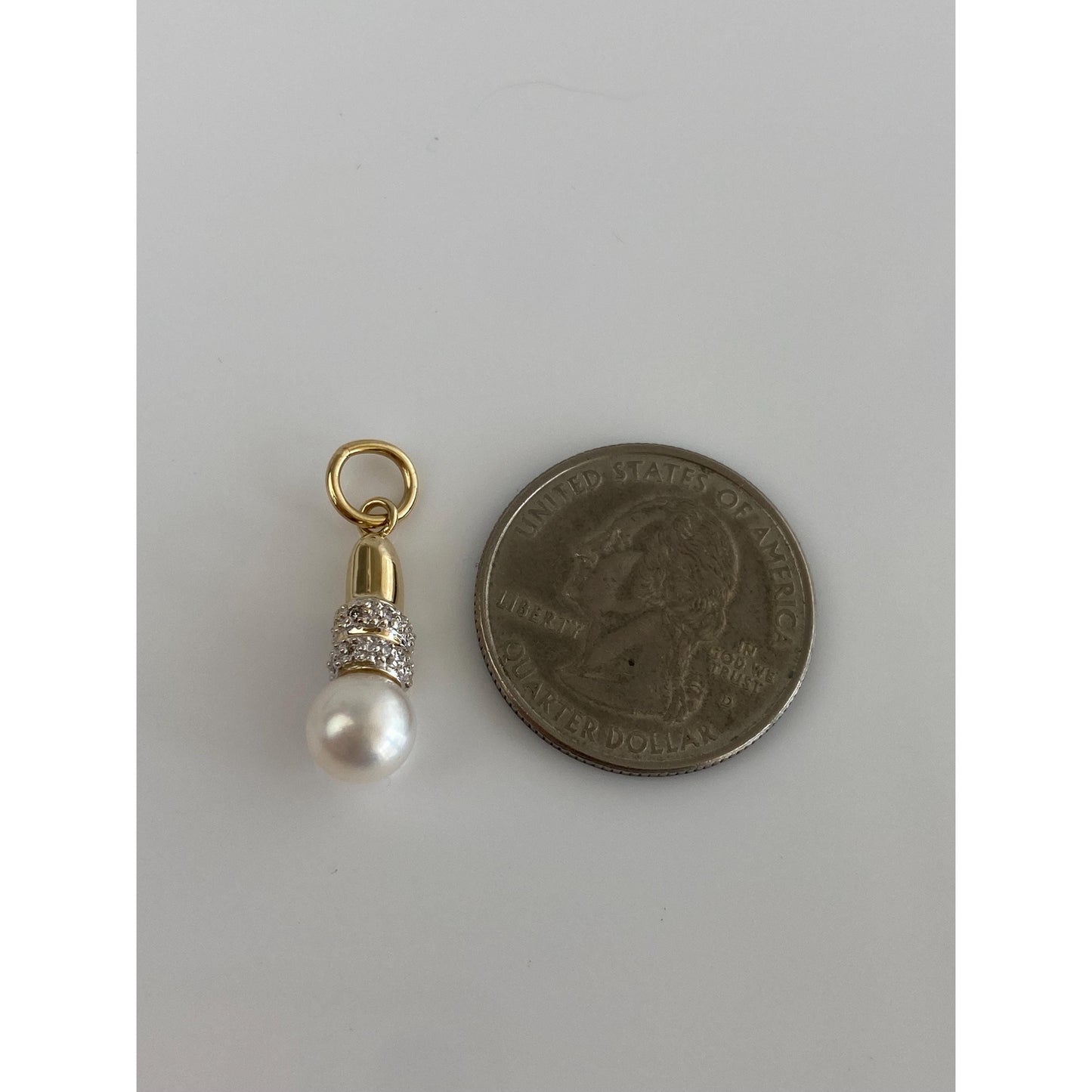 Vintage Solid 14k Yellow Gold Diamond Pearl Charm