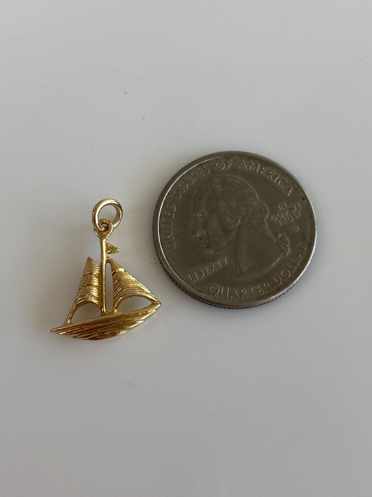 Solid 10k Yellow Gold Sailboat Charm