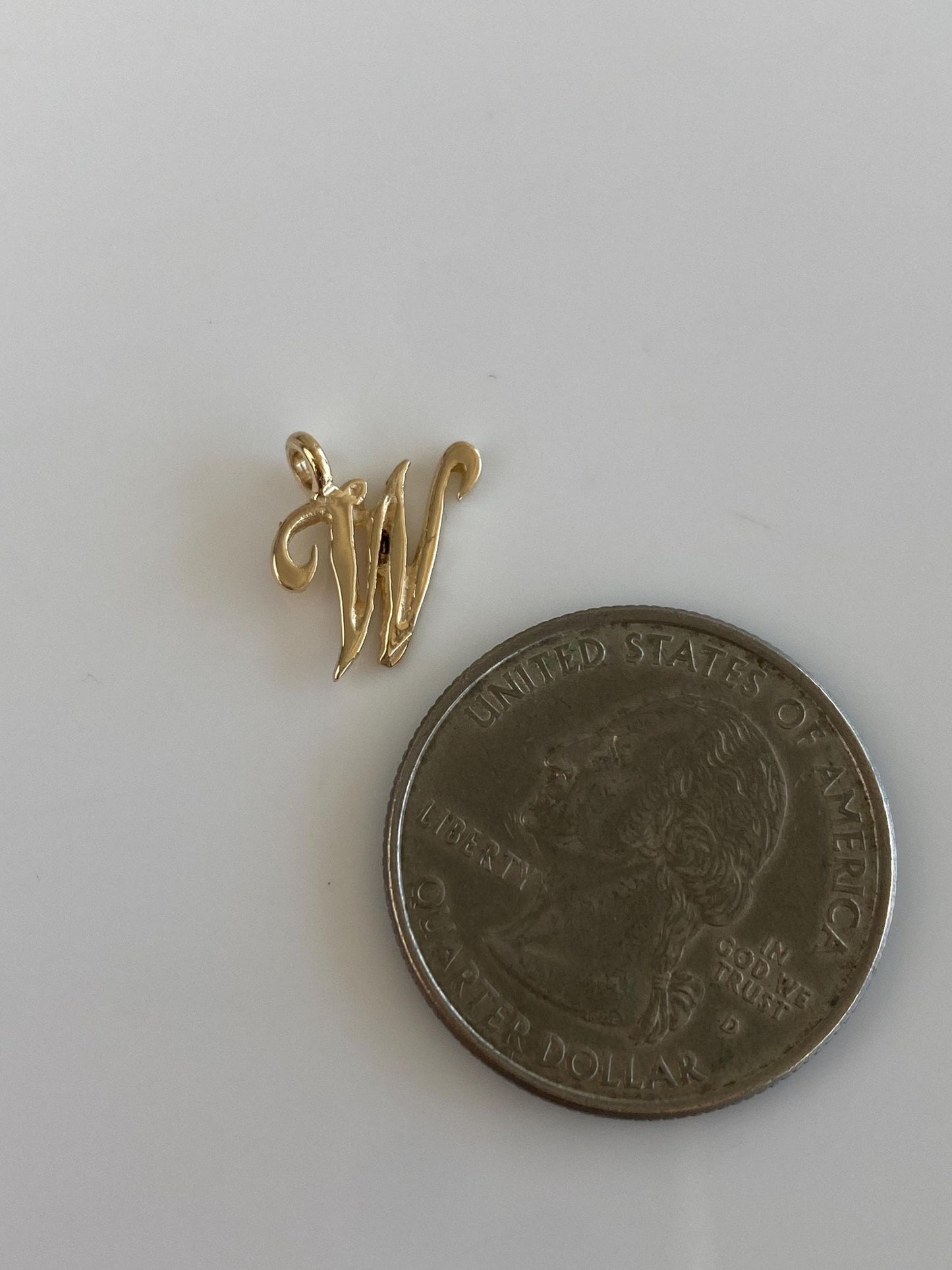 Solid 14k Yellow Gold Initial 'W' Charm