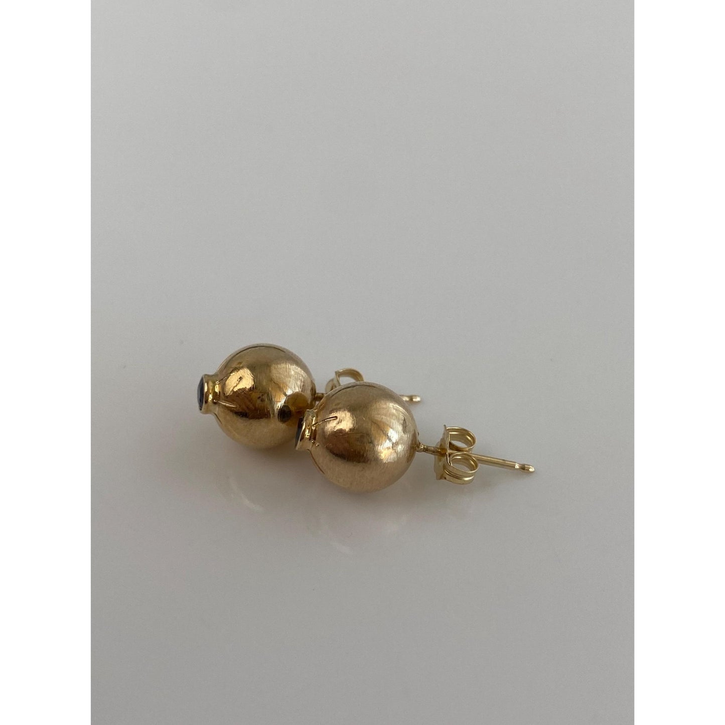 Vintage 14k Yellow Gold Sapphire Ball Stud Earrings