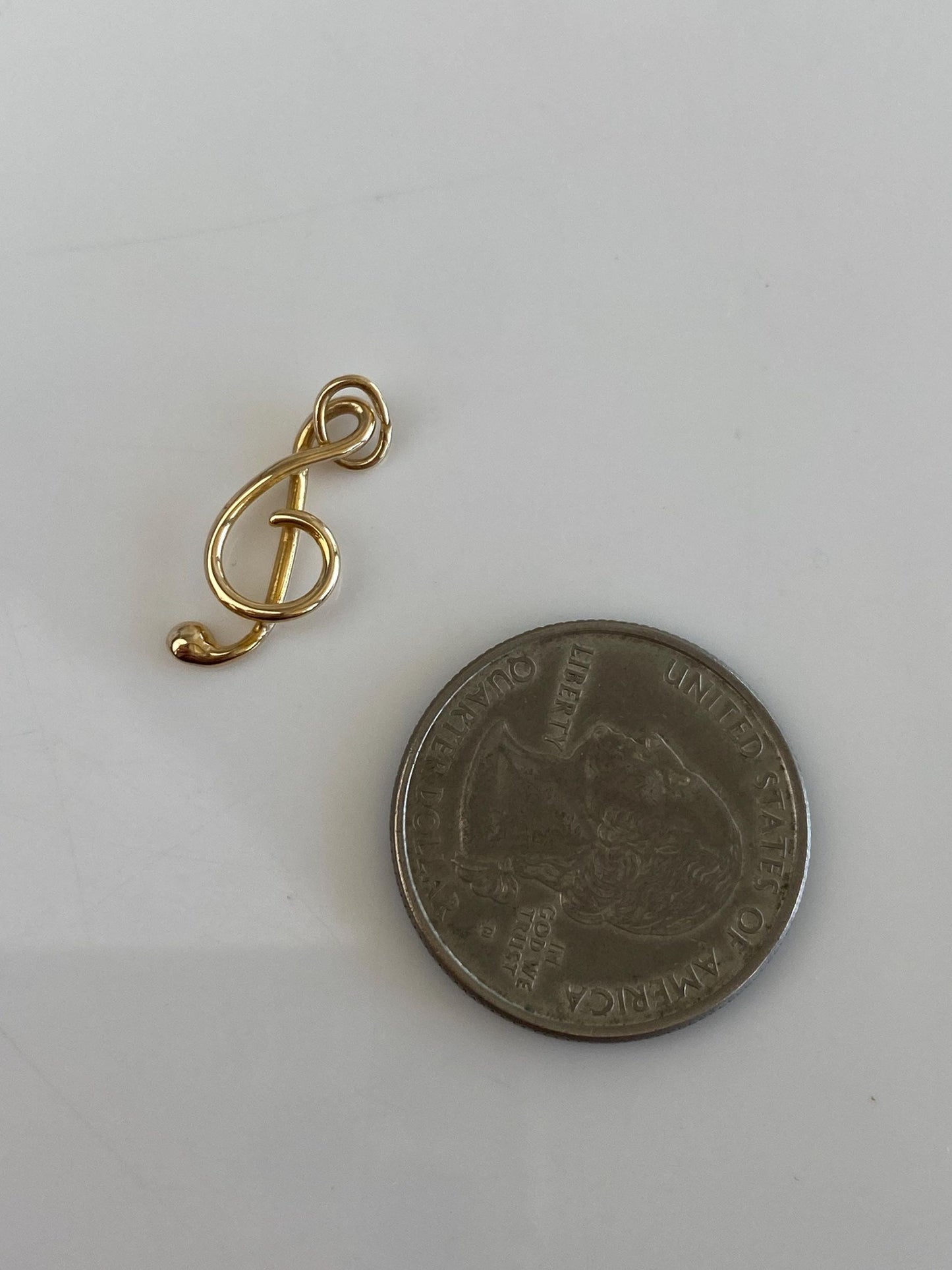 Vintage Solid 14k Yellow Gold Music Symbol Charm