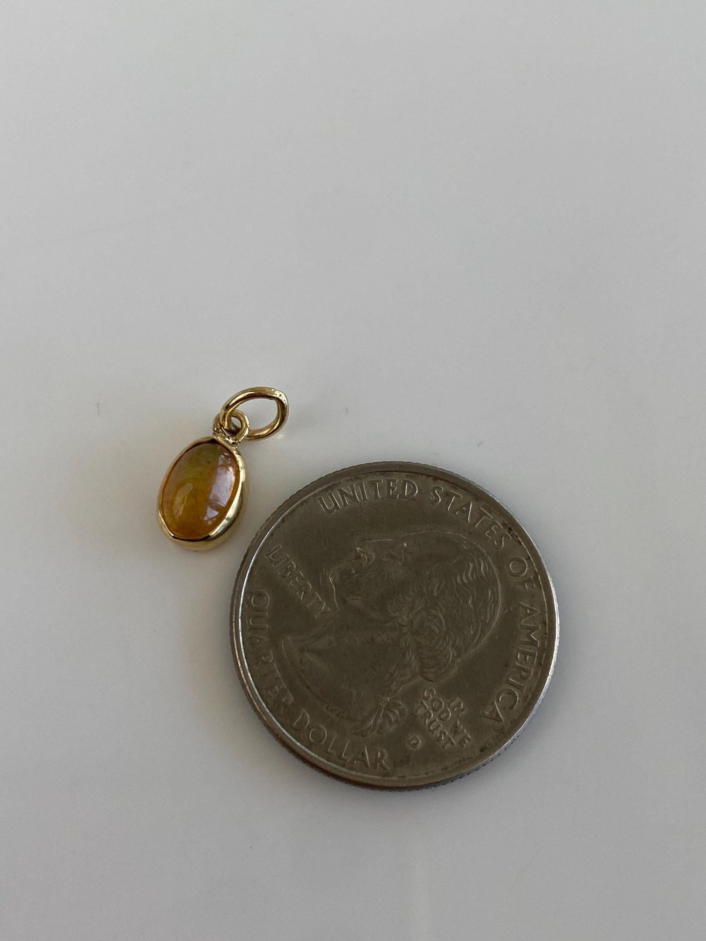 Vintage Solid 14k Yellow Gold Fire Opal Charm