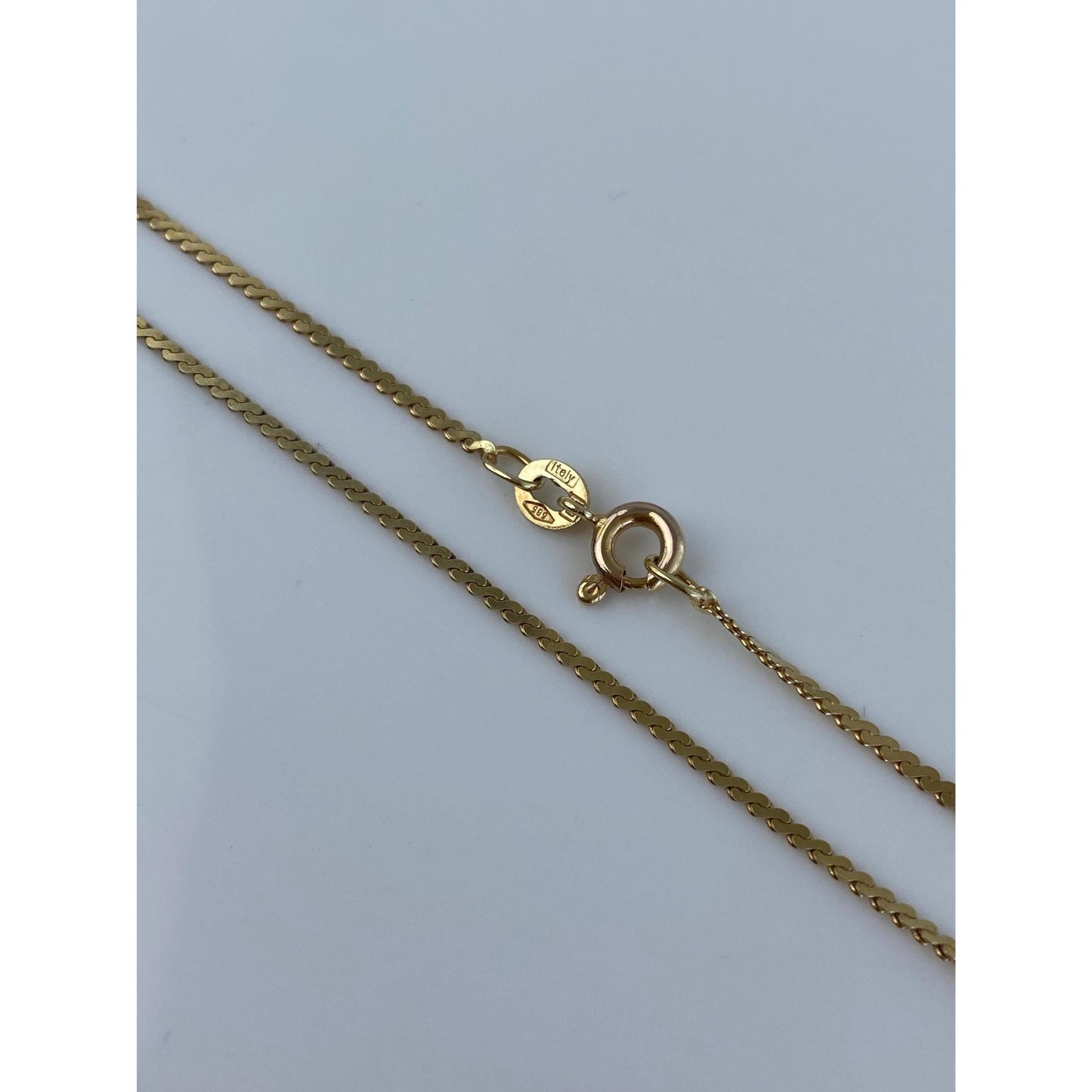 Vintage Solid 14k Yellow Gold Serpentine Chain Necklace - 19.5 inches