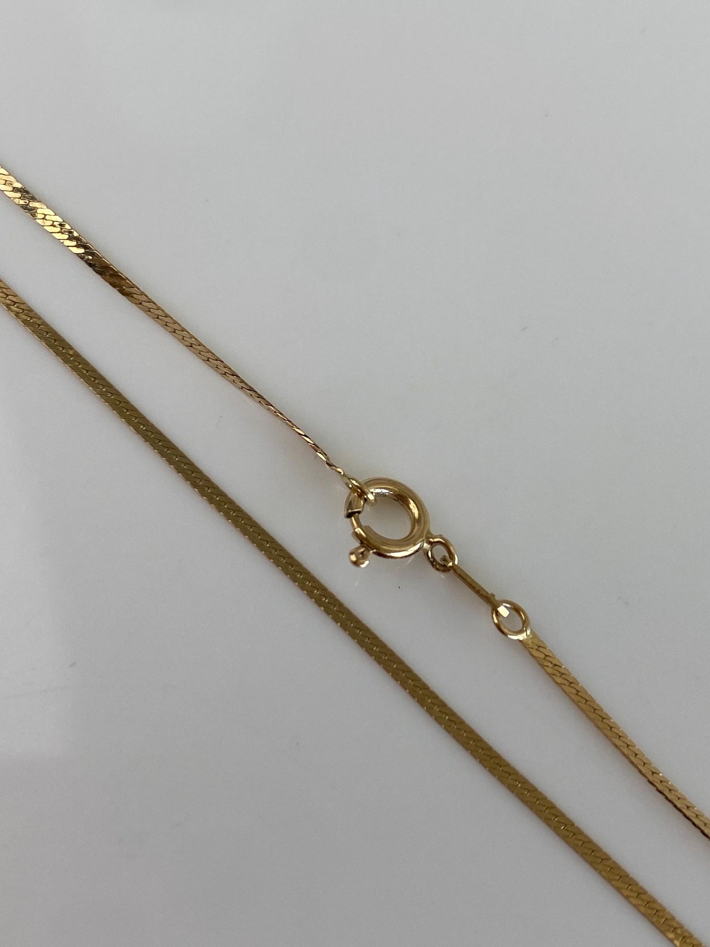 Vintage Solid 14k Yellow Gold Slim Flat Chain Necklace - 18 inches