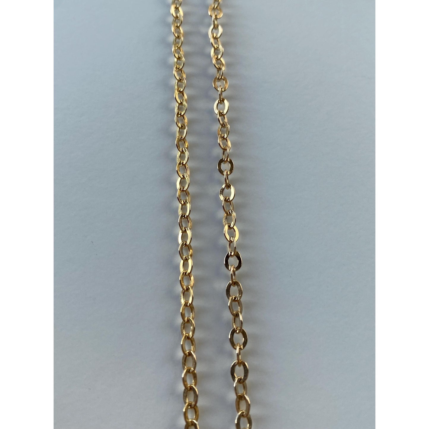 Vintage Solid 14k Yellow Gold Textured Heart Cable Chain Necklace - 18 inches