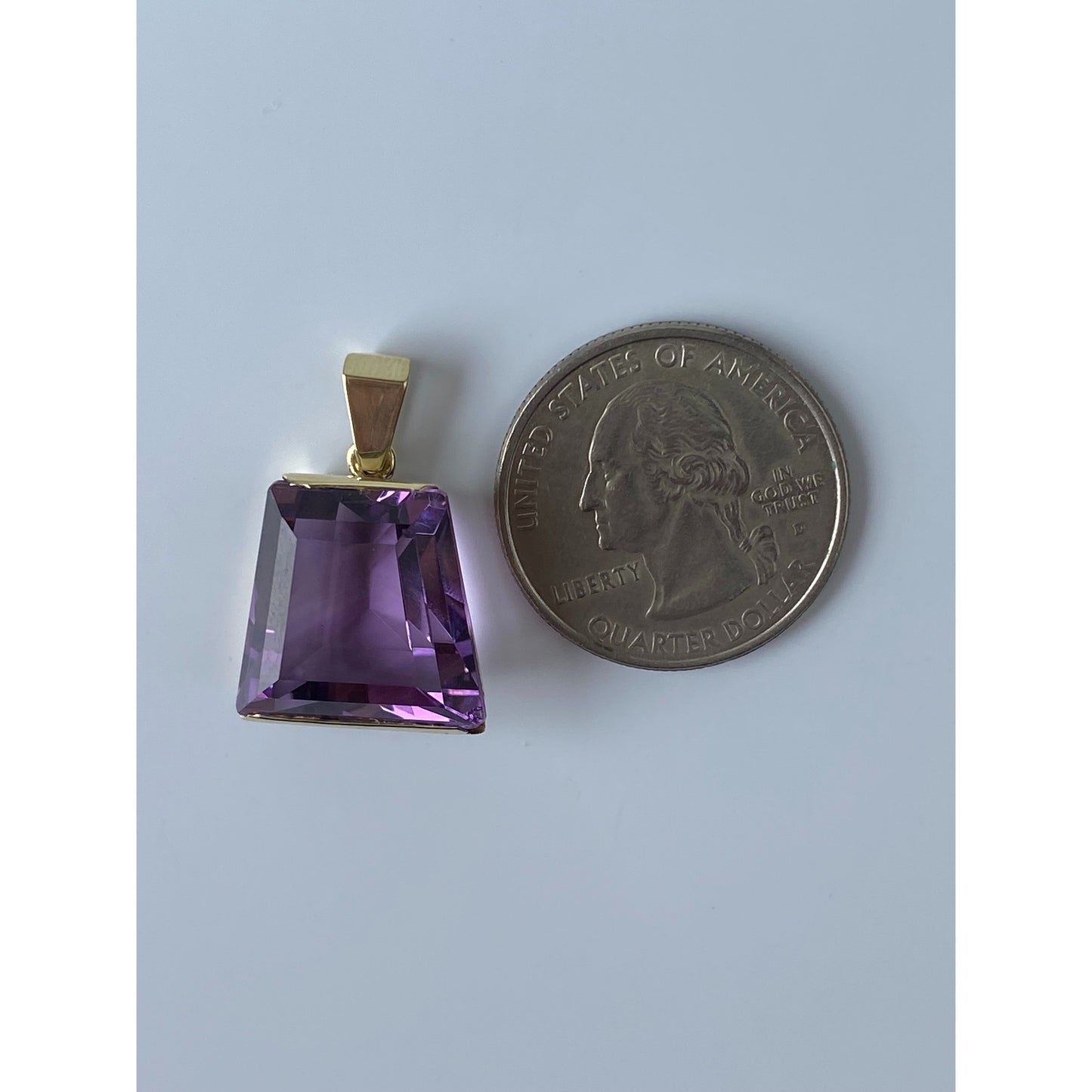 Vintage Solid 14k Yellow Gold Large Amethyst Charm
