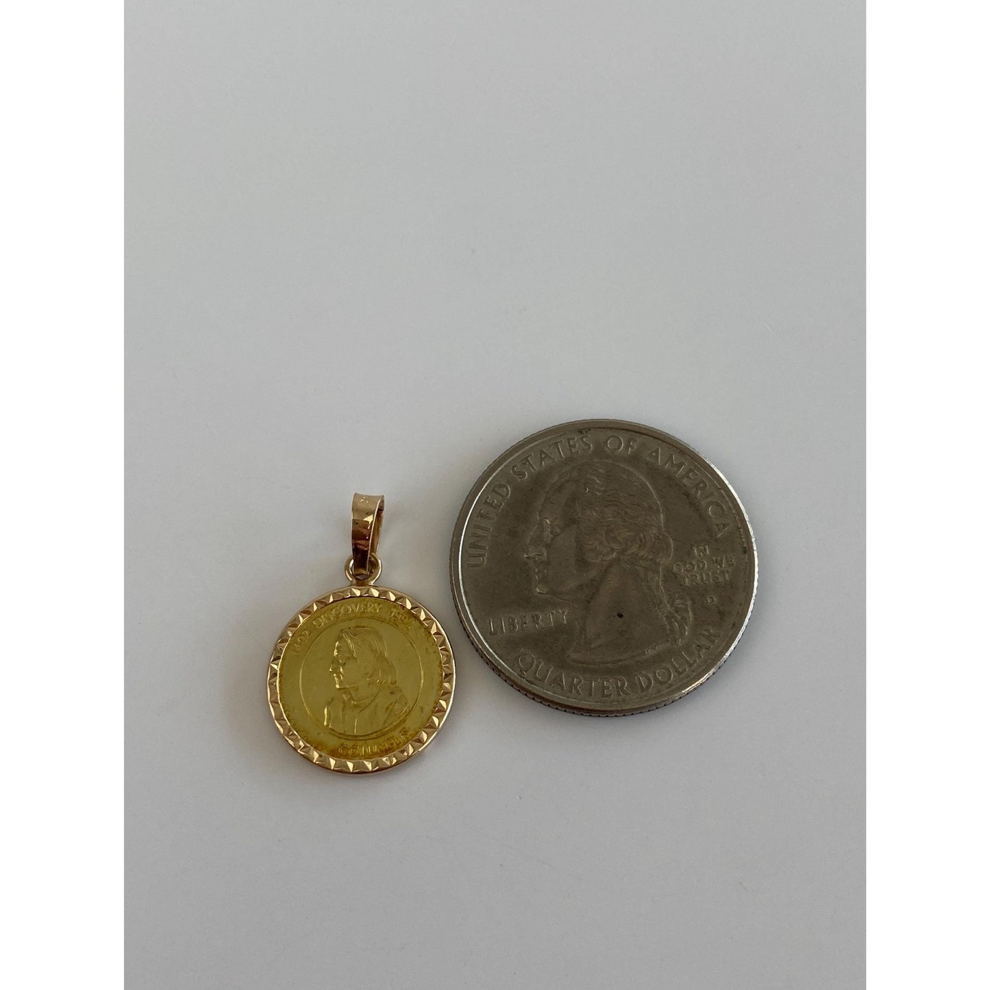 Vintage Solid 14k Yellow Gold Columbus Discovery Coin Charm