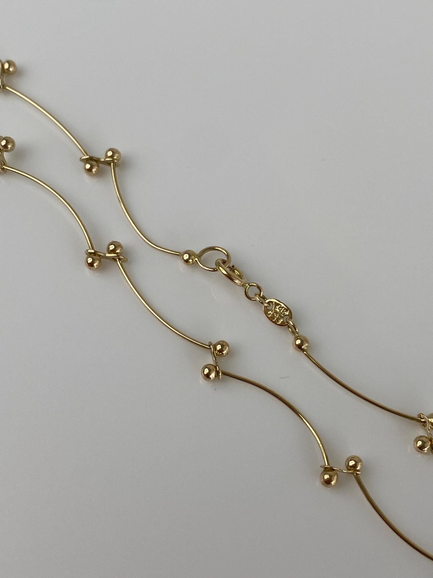 Vintage Solid 14k Yellow Gold Fancy Link Ball Chain Necklace - 17.75 inches