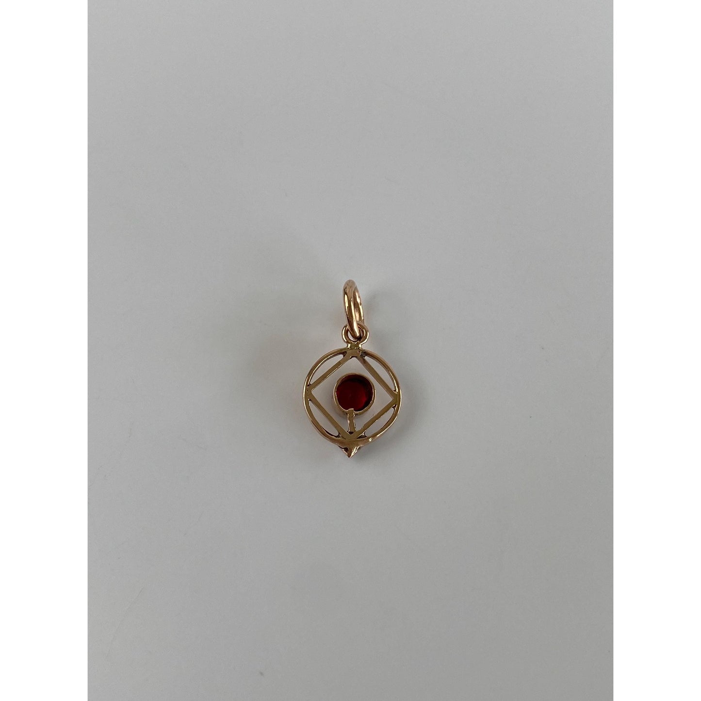 Vintage Solid 14k Yellow Gold Pink Cubic Zirconia Seed Pearl Stick Pin Conversion Charm