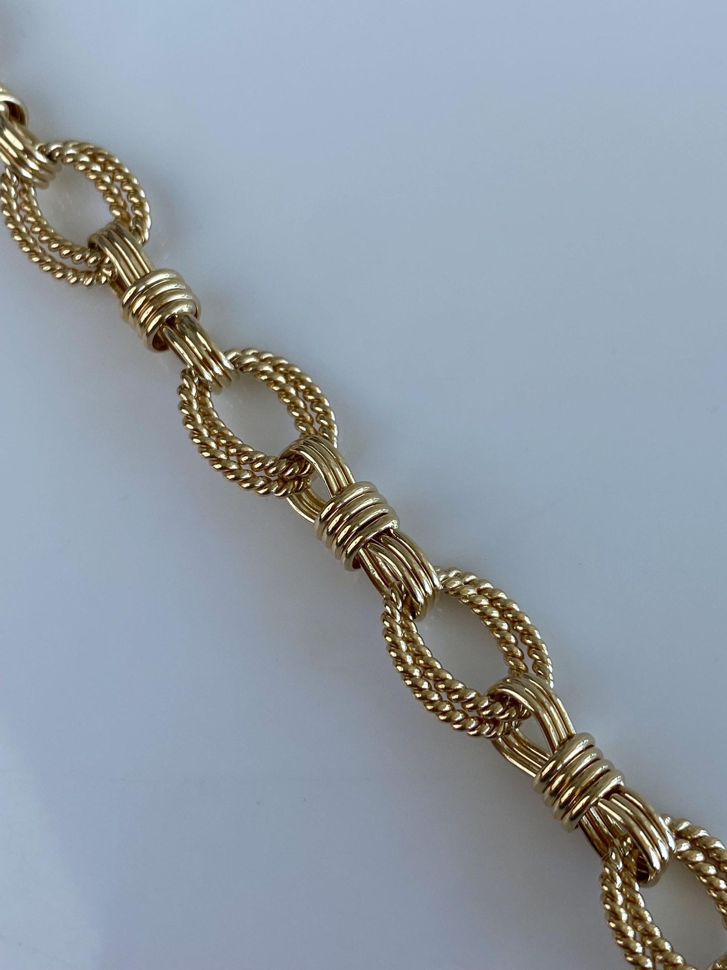 Vintage Solid 14k Yellow Gold Fancy Link Bracelet - 7 inches
