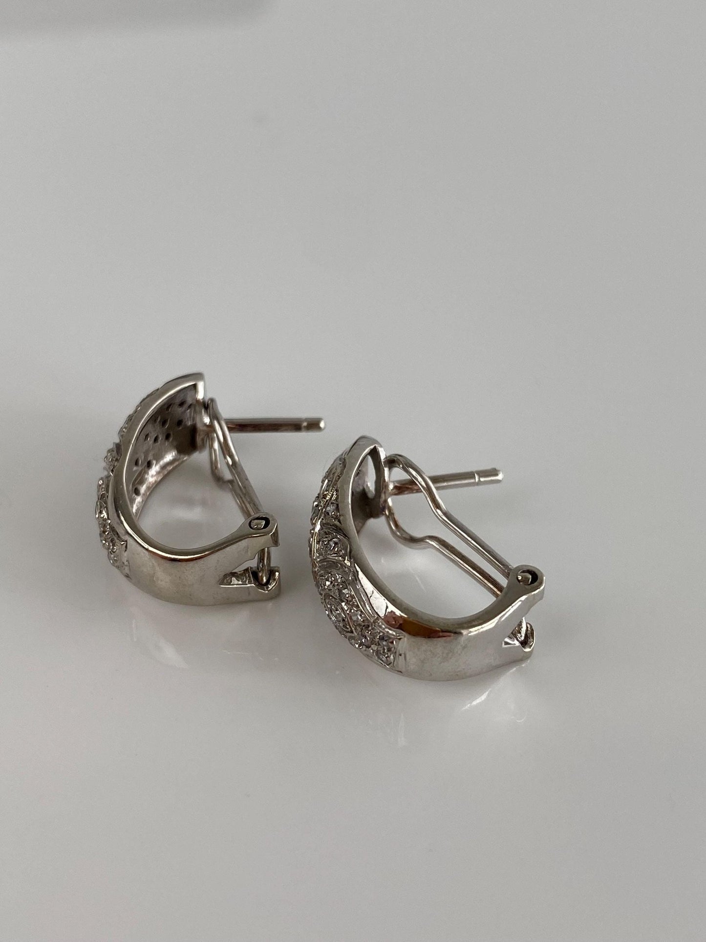 Solid 14k White Gold Diamond Drop Earrings