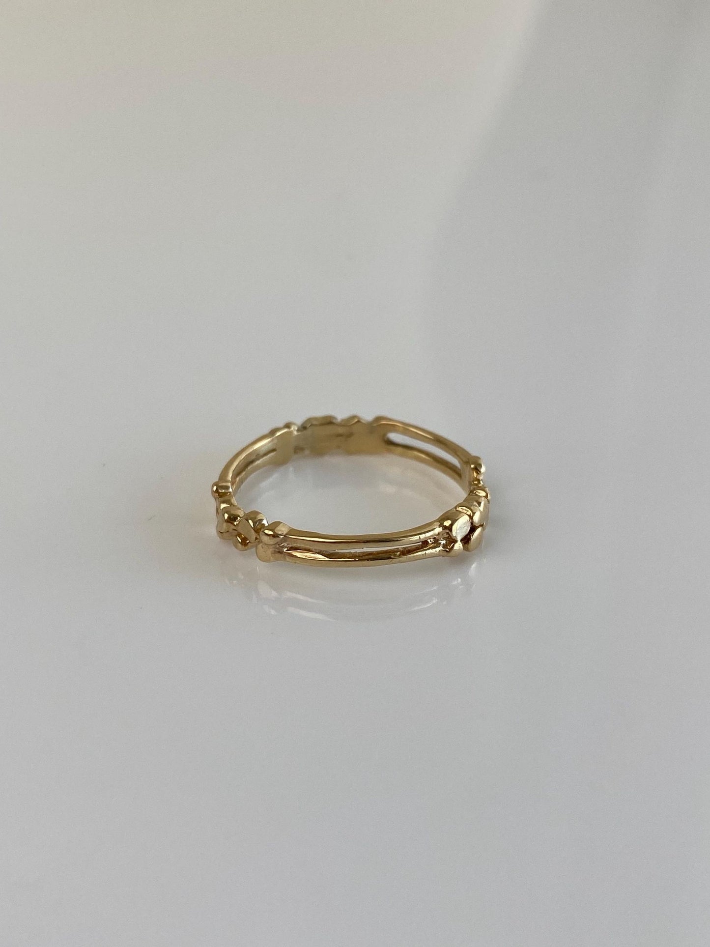 Vintage Solid 14k Yellow Gold Nugget Design Ring - Size 6.5