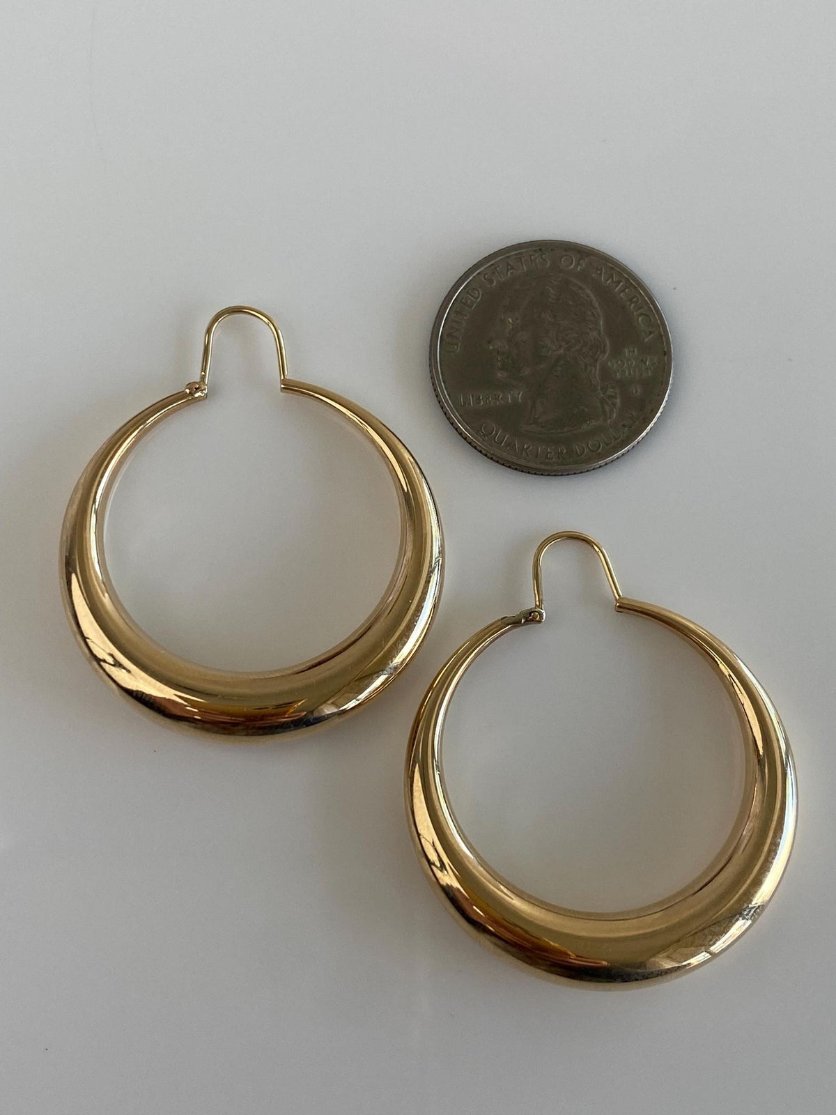Vintage 14k Yellow Gold Large Tapered Hoop Earrings