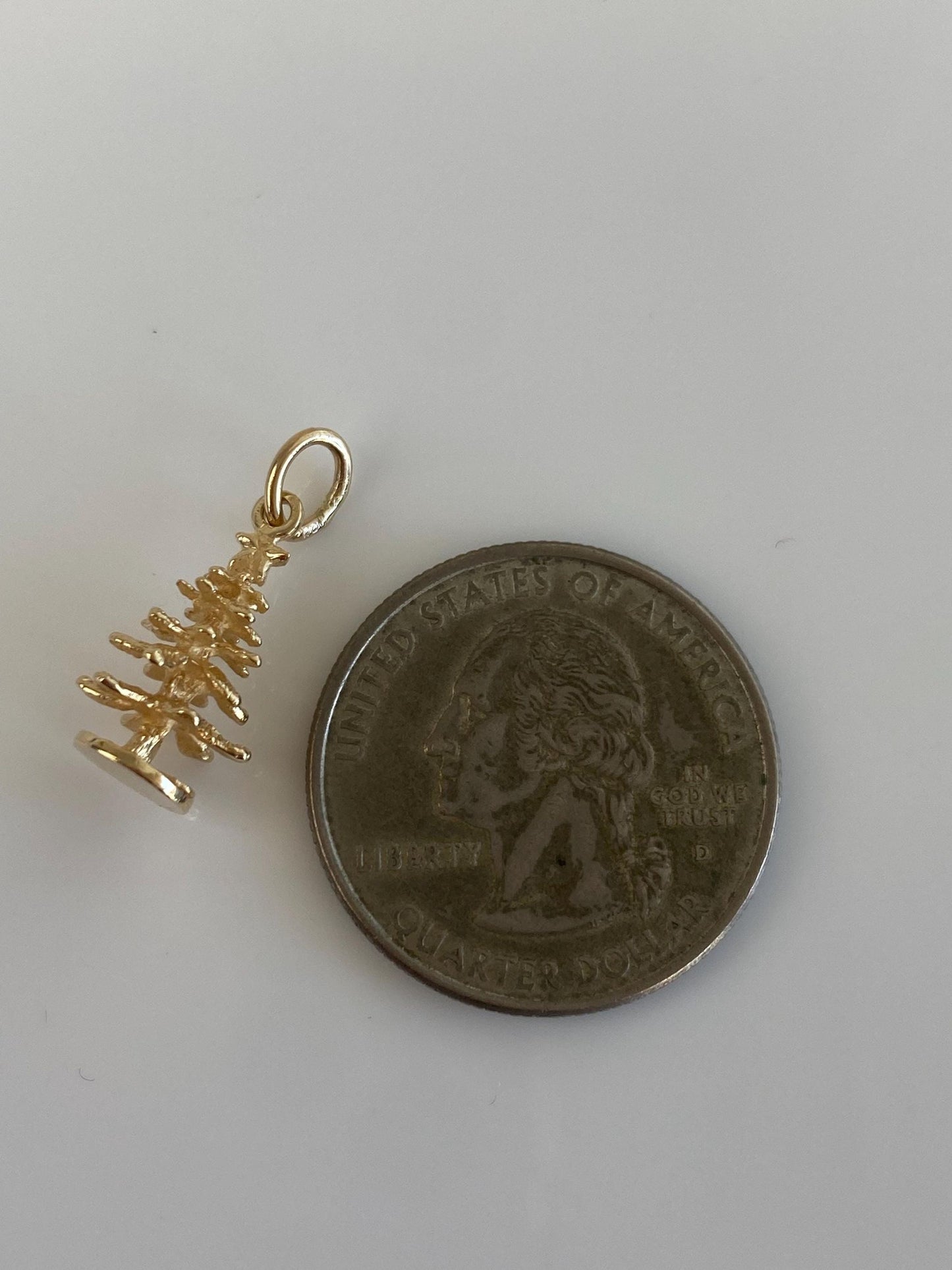 Vintage Solid 14k Yellow Gold Christmas Tree Charm