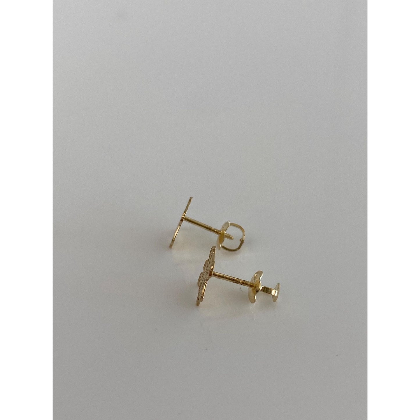 Solid 14k Yellow Gold Teddy Bear Stud Earrings