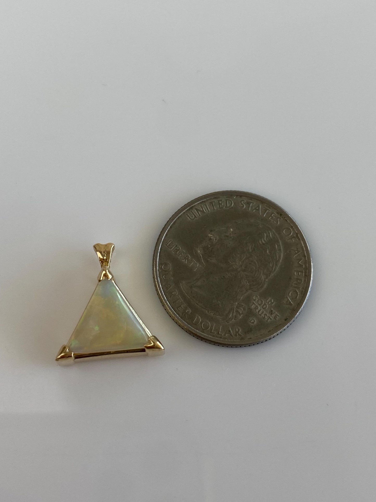 Vintage Solid 14k Yellow Gold Opal Triangle Charm