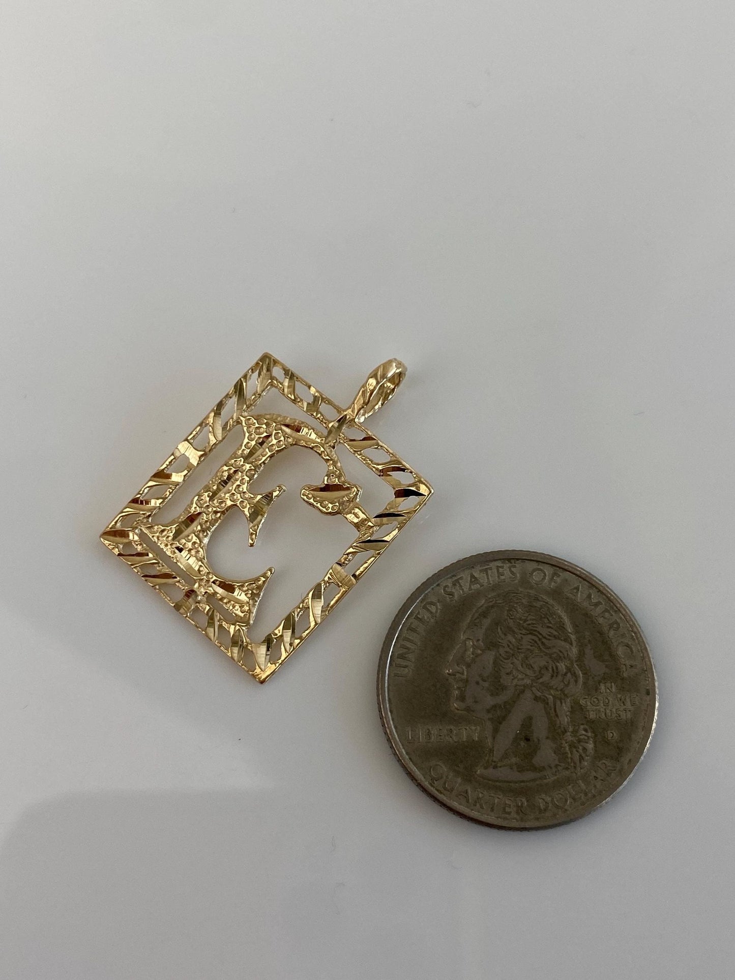 Vintage Solid 14k Yellow Gold Initial 'E' Charm
