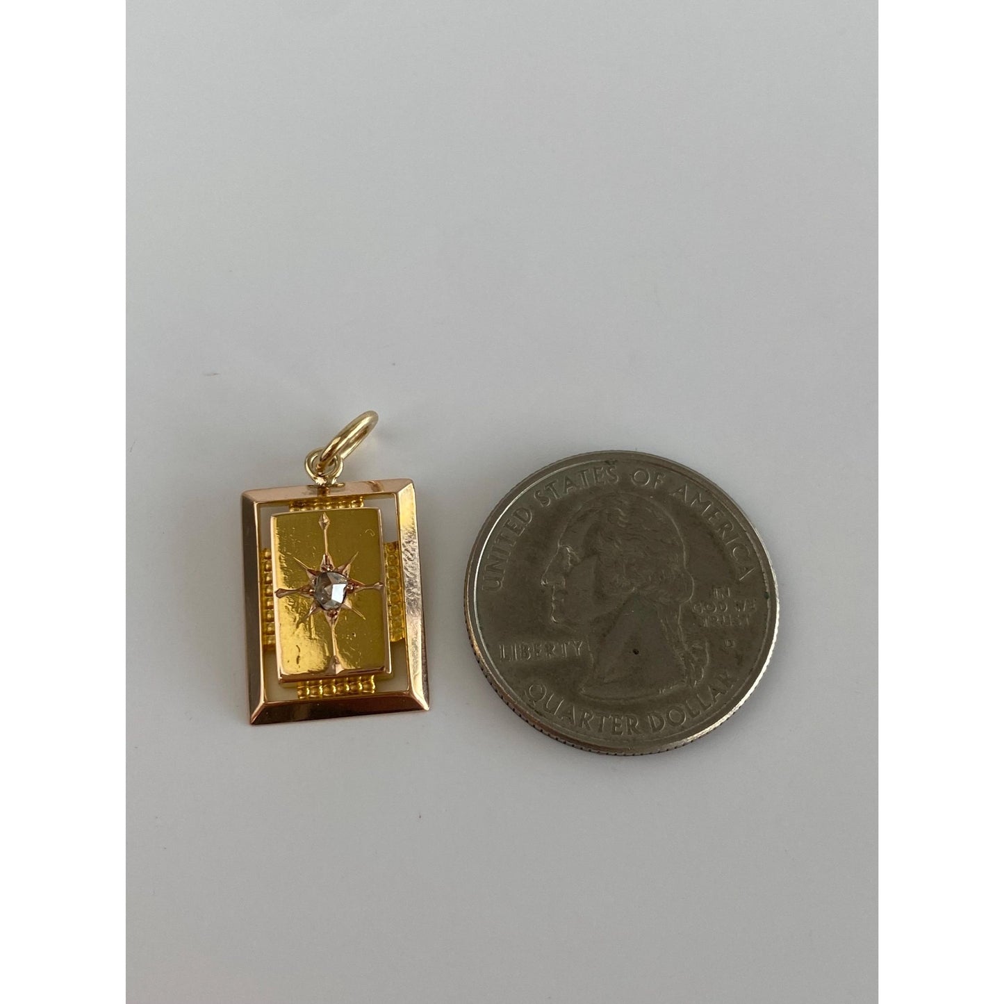 Vintage Solid 18k Yellow Gold Star Set Diamond Cufflink Conversion Charm