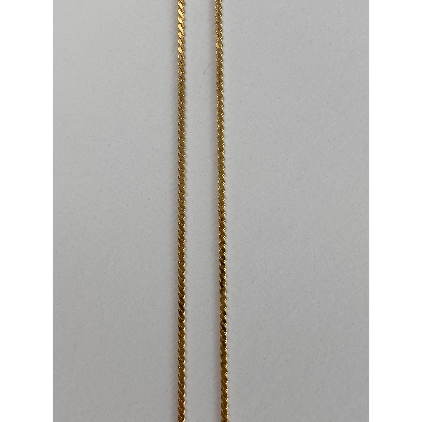 Vintage Solid 14k Yellow Gold Long Dainty Serpentine Chain Necklace - 24 inches