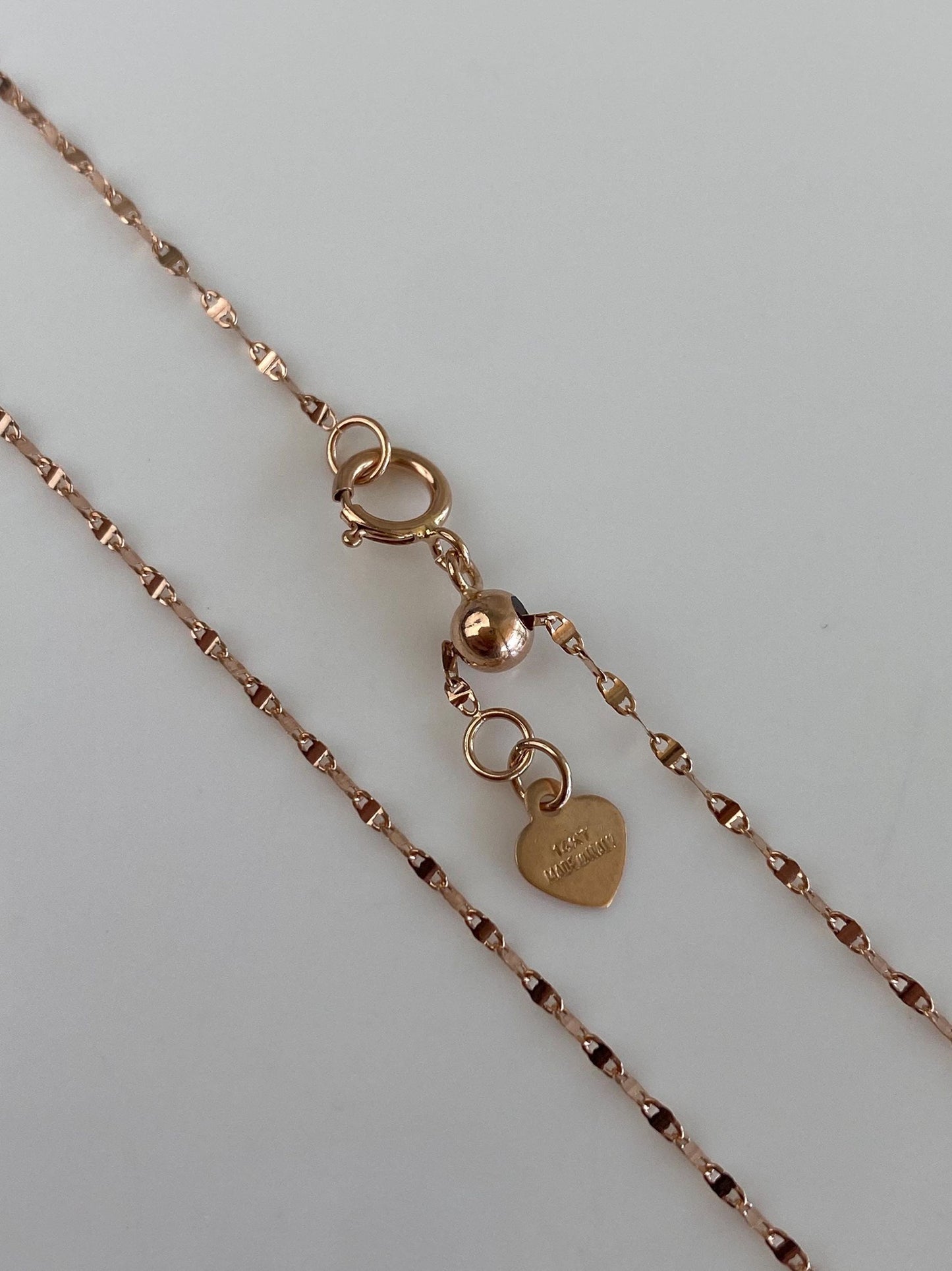 Vintage Solid 14k Rose Gold Adjustable Fancy Twist Chain Necklace - 20 inches