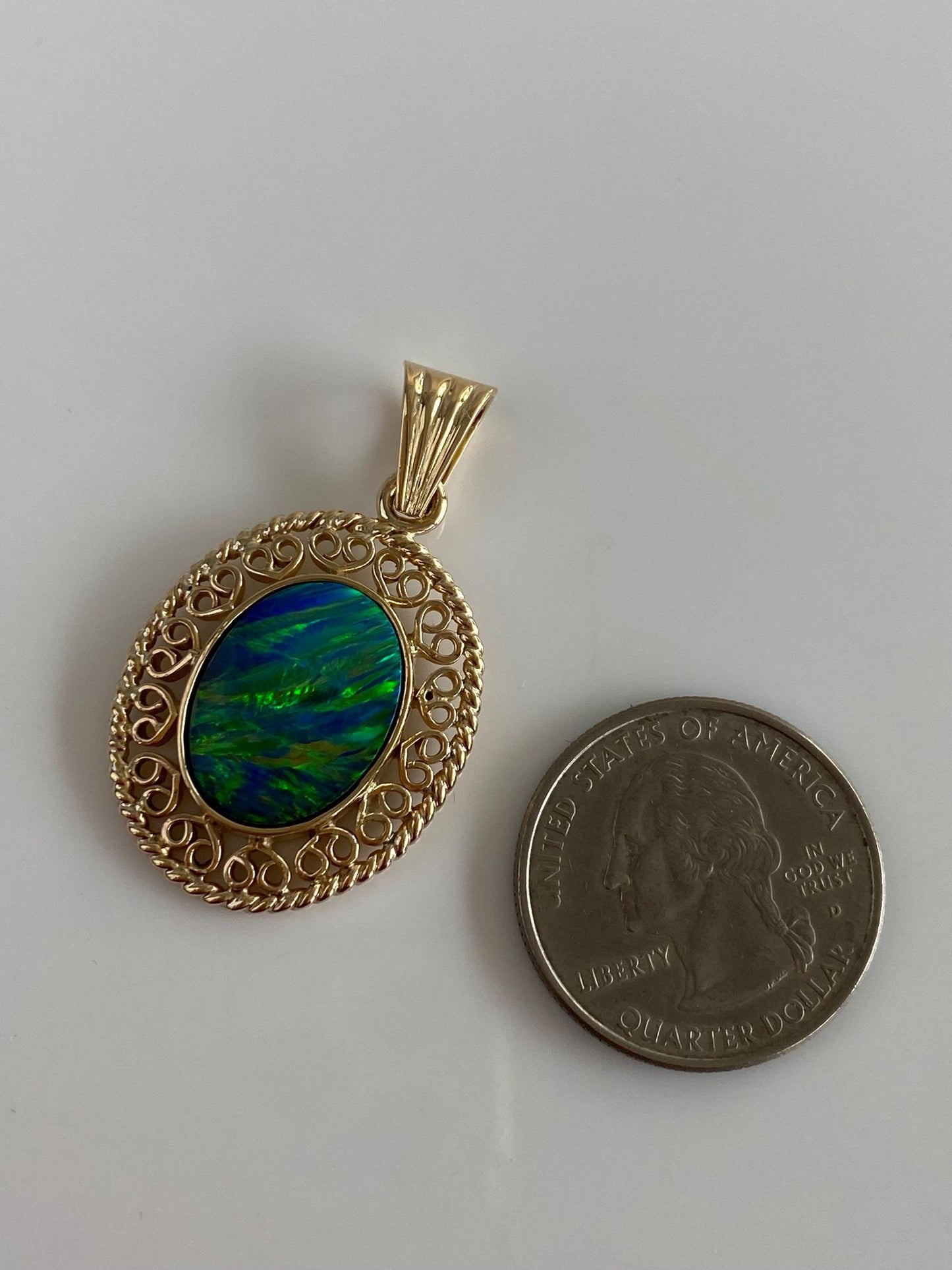 Vintage Solid 14k Yellow Gold Opal Doublet Charm