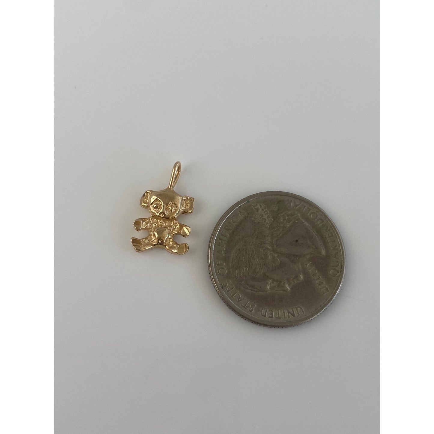 Solid 14k Yellow Gold Teddy Bear Charm