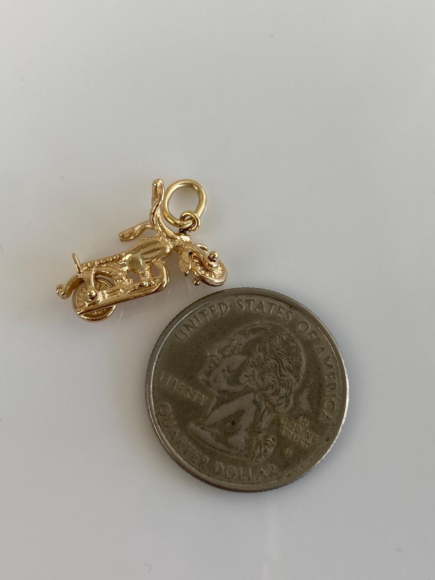 Vintage Solid 14k Yellow Gold Articulated Motorcycle Charm