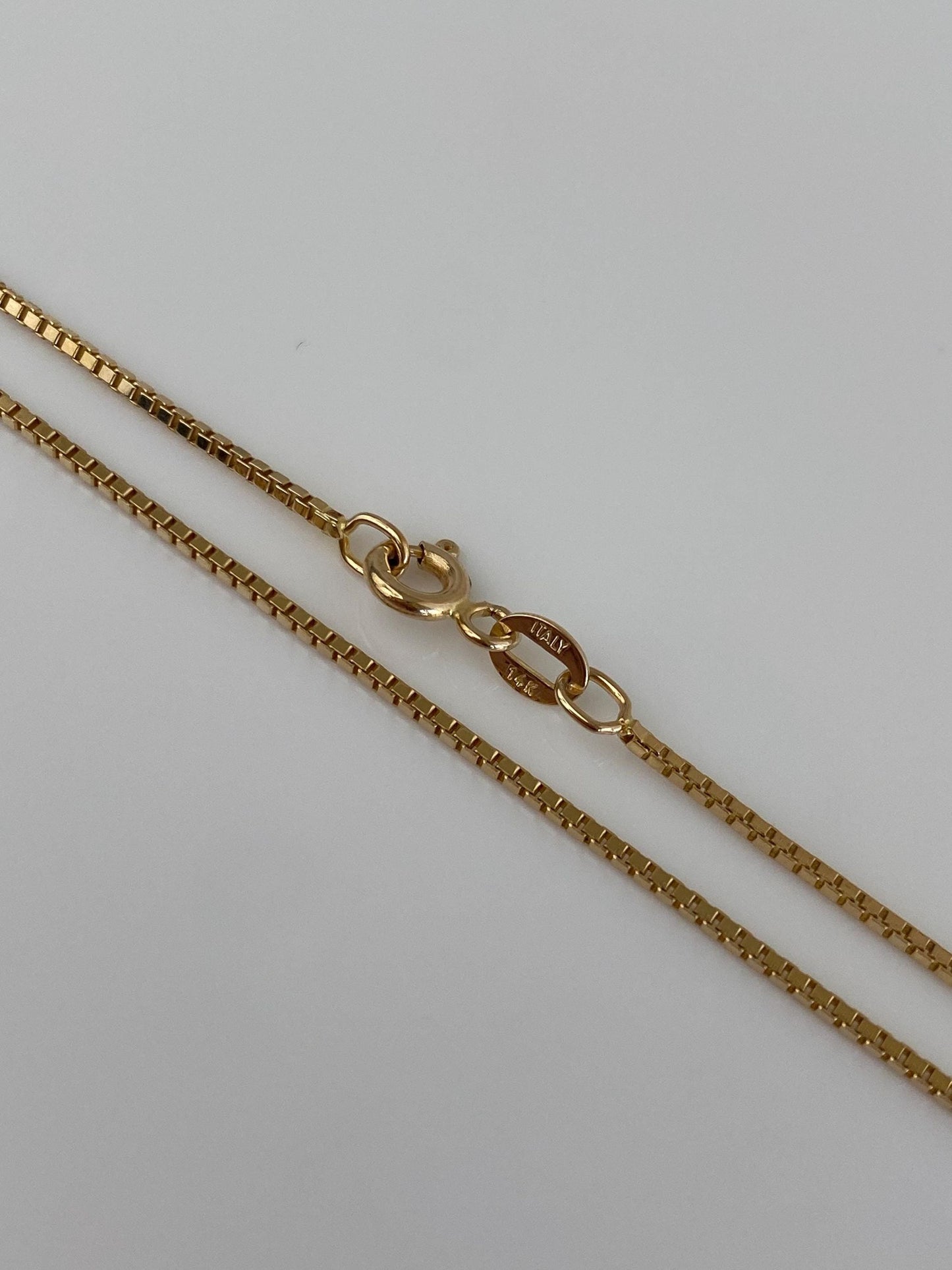 Vintage Solid 14k Yellow Gold Long Box Chain Necklace - 30 inches