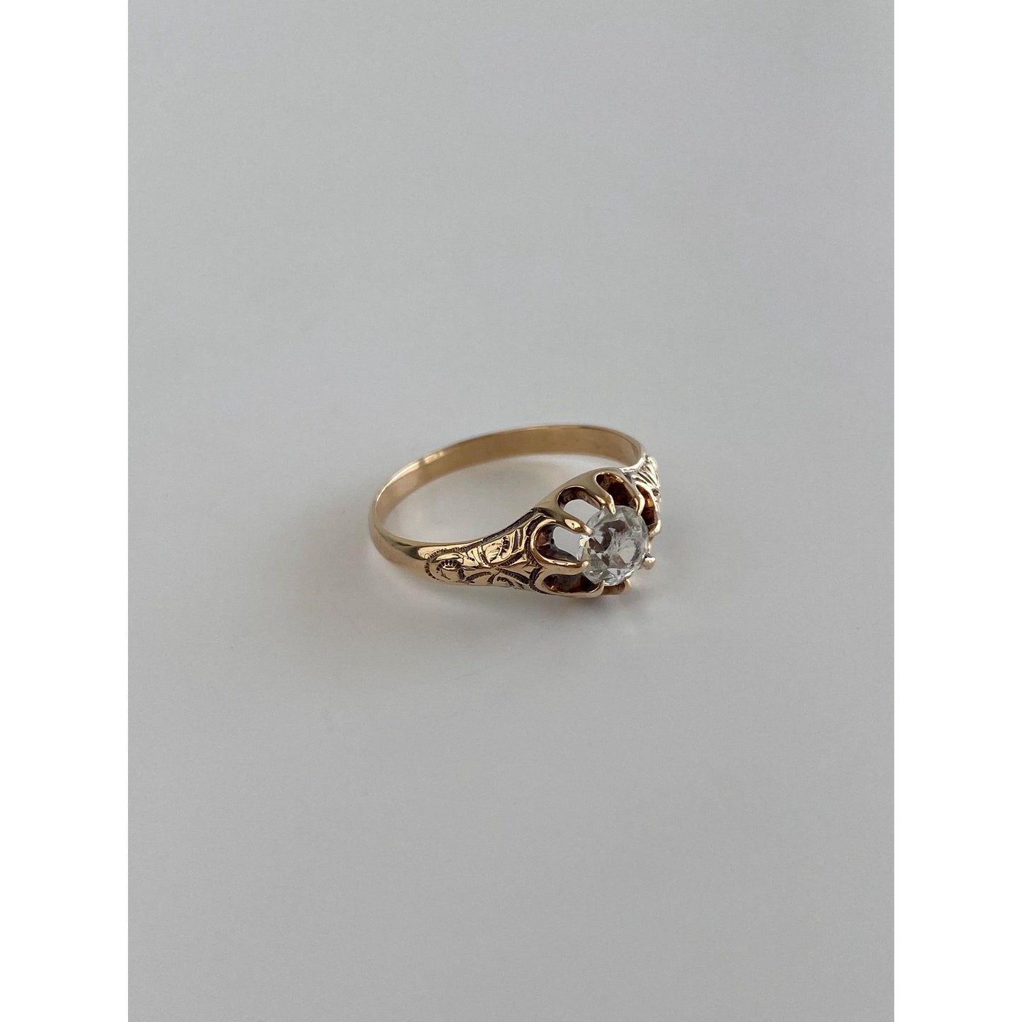 Solid 10k Rosey Gold Clear Cubic Zirconia Ring - Size 6.25