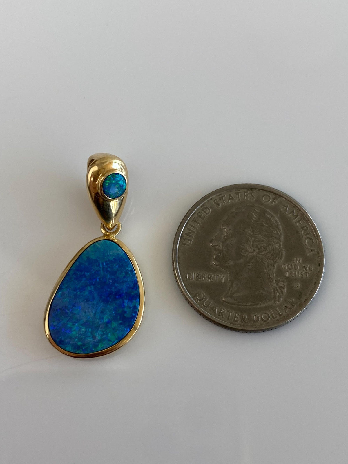 Vintage Solid 14k Yellow Gold Opal Doublets Charm
