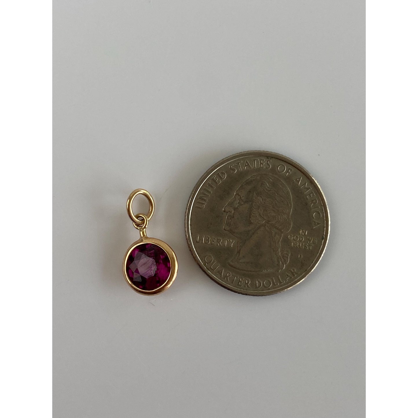 Vintage Solid 10k Yellow Gold Pink Cubic Zirconia Stick Pin Conversion Charm