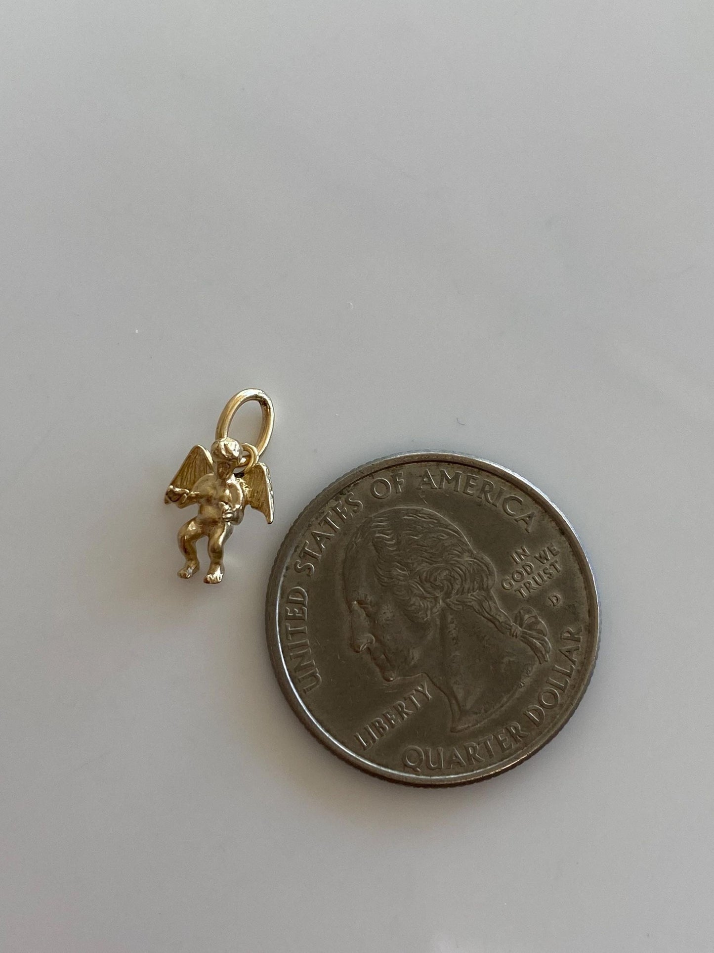 Vintage Solid 14k Yellow Gold Angel Charm