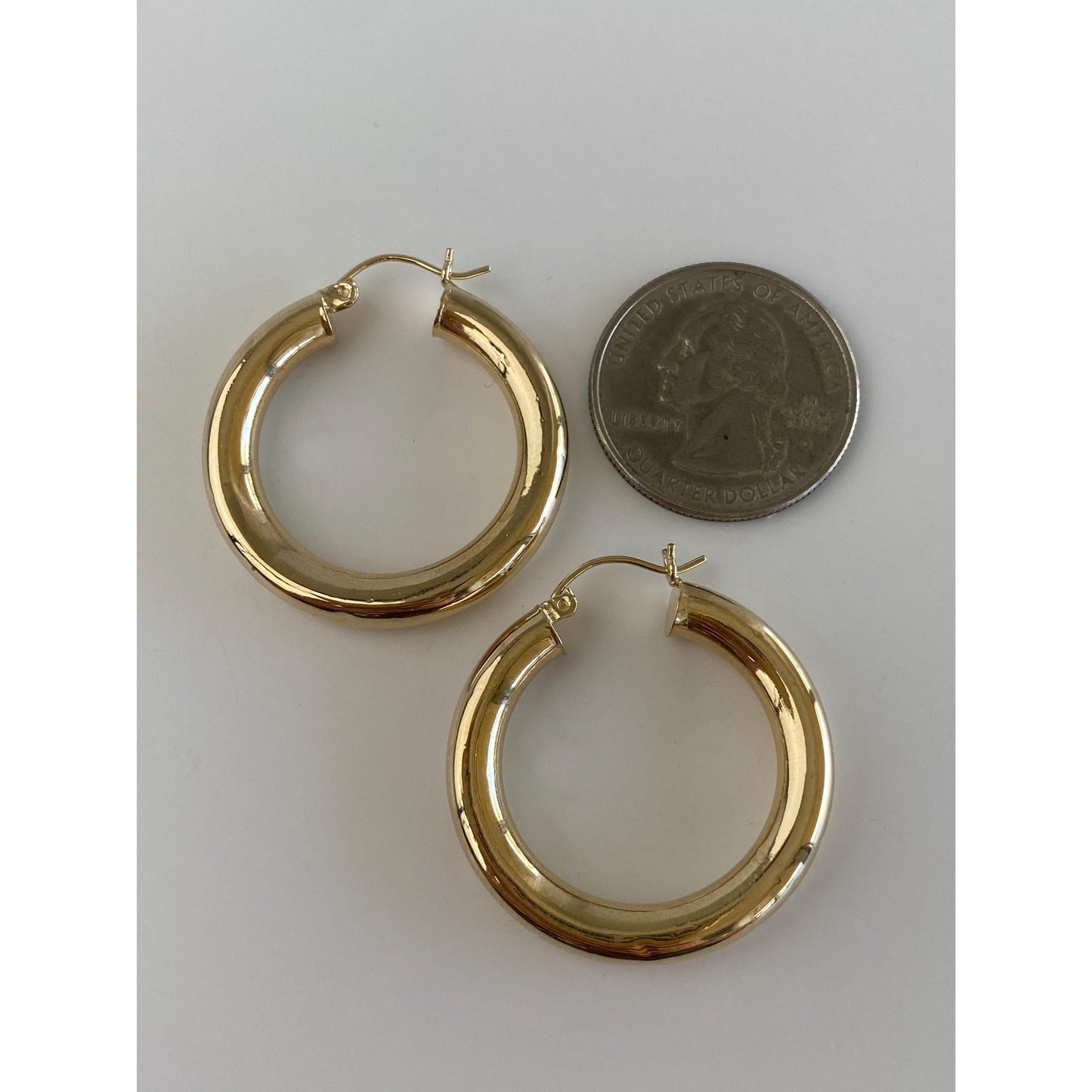 Vintage 14k Yellow Gold Chunky Hoop Earrings