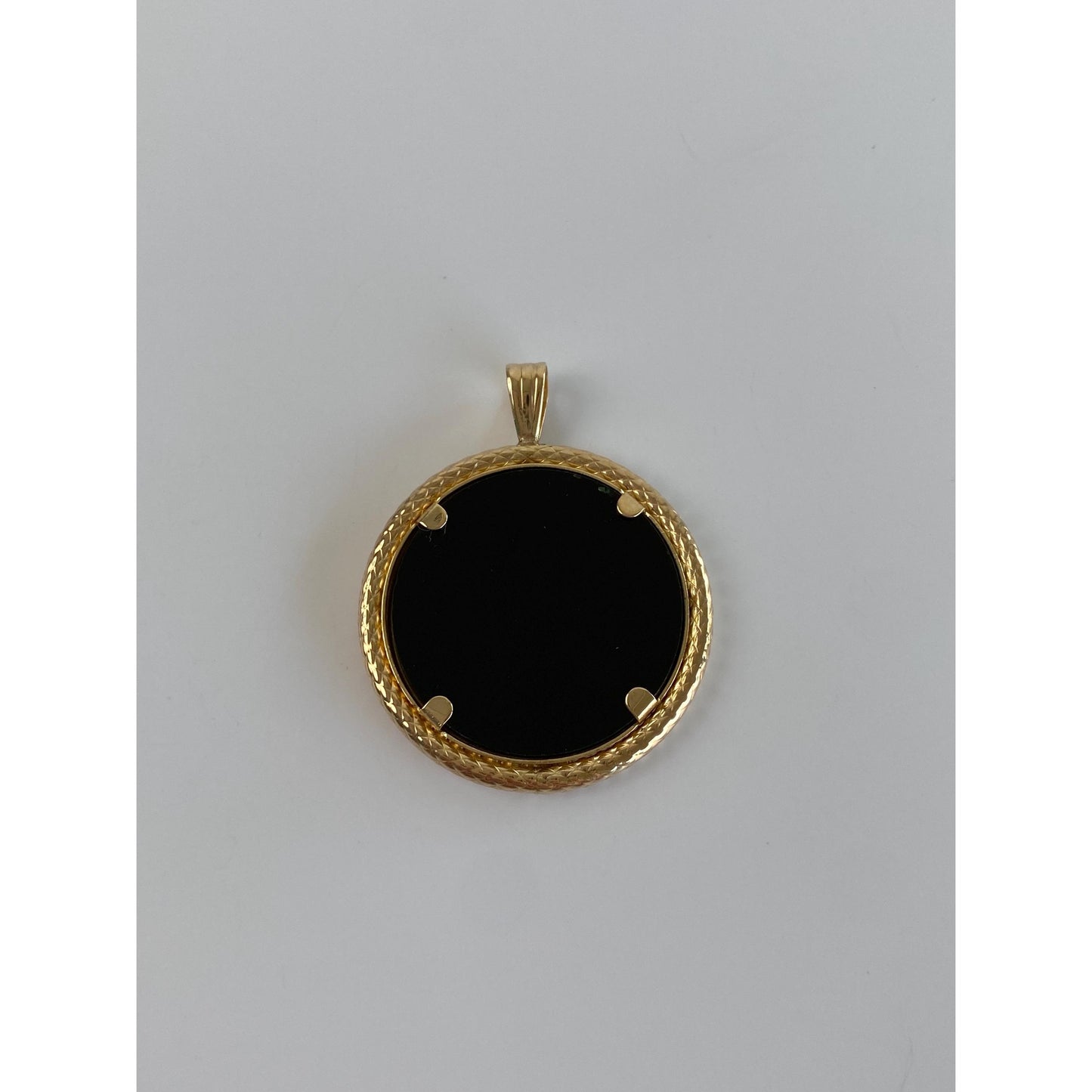 Vintage Solid 24k & 14k Yellow Gold Onyx Coin Charm