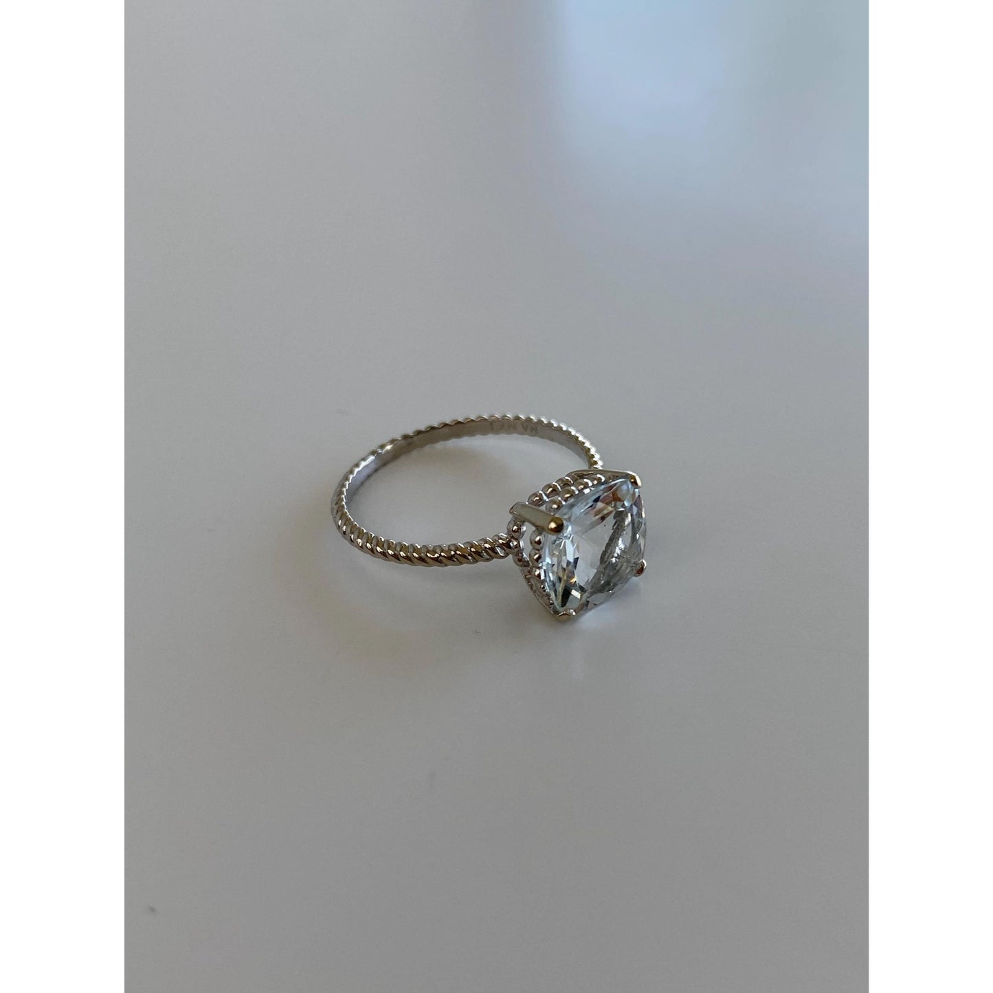 Vintage Solid 10k White Gold Cubic Zirconia Ring - Size 5.75