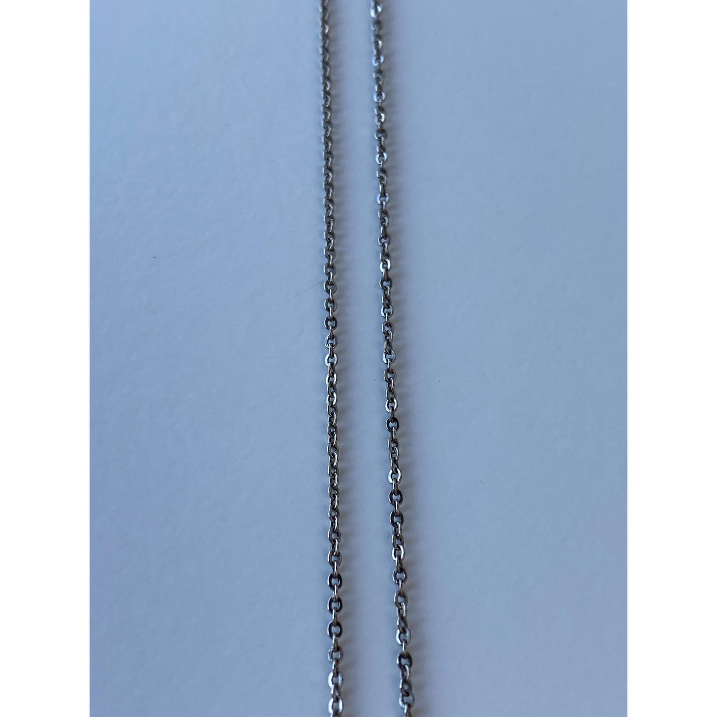 Solid 10k White Gold Green Cubic Zirconia Pearl Art Deco Necklace - 19.25 inches