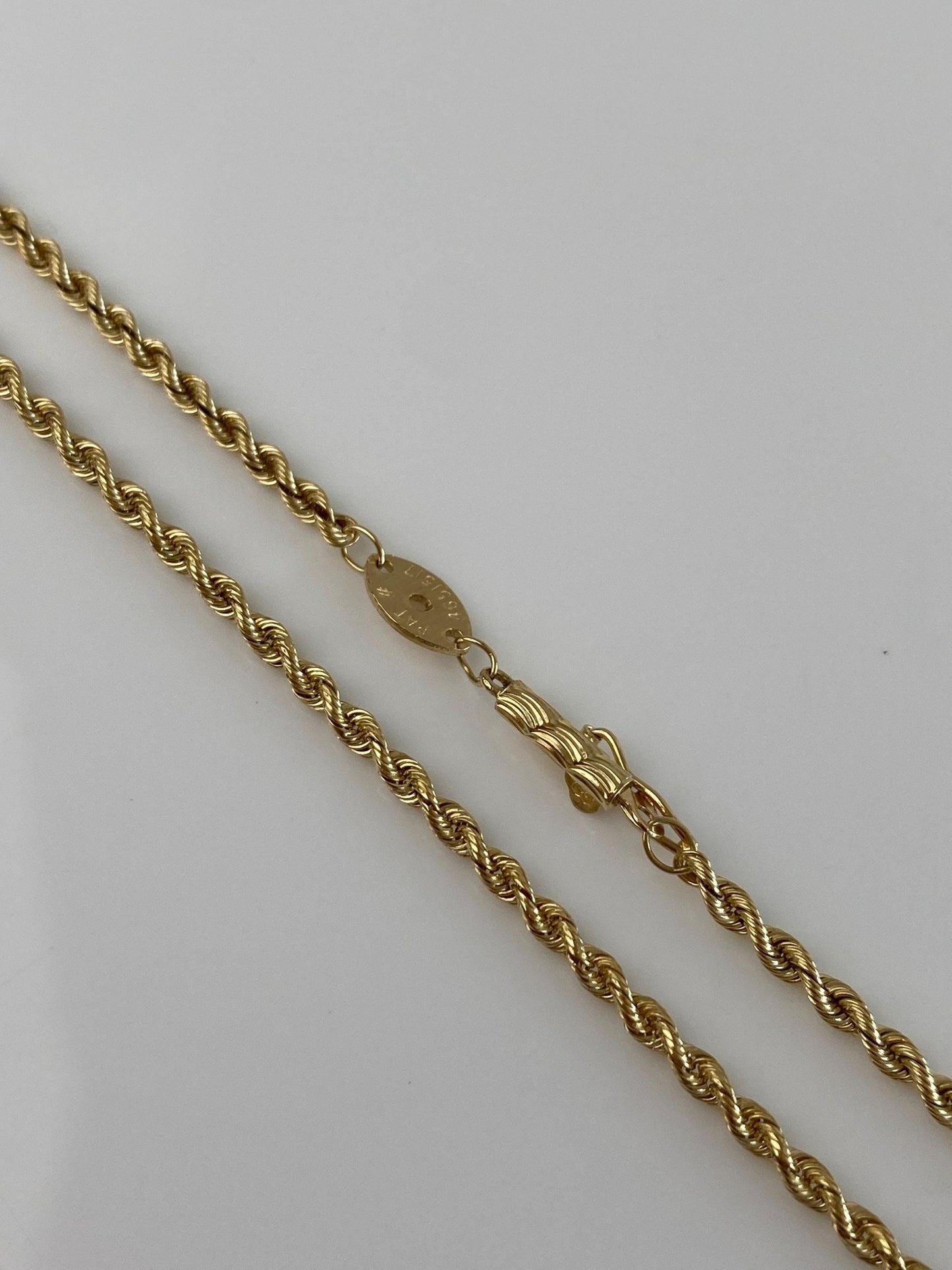 Vintage Solid 14k Yellow Gold Long Rope Chain Necklace - 24.5 inches