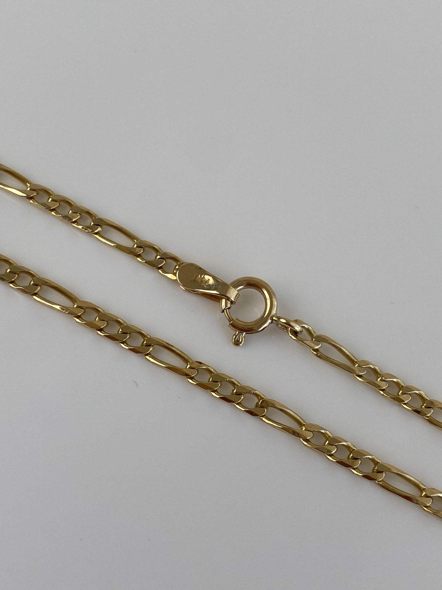Vintage Solid 14k Yellow Gold Figaro Chain Necklace - 20.5 inches