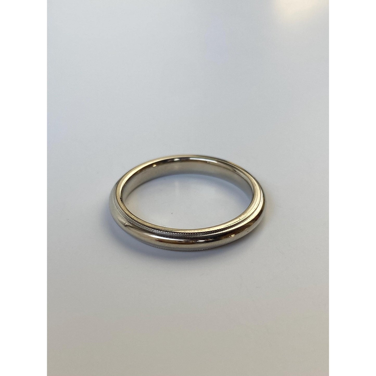 Vintage Solid 14k White Gold Milgrain Ring Band - Size 7.5