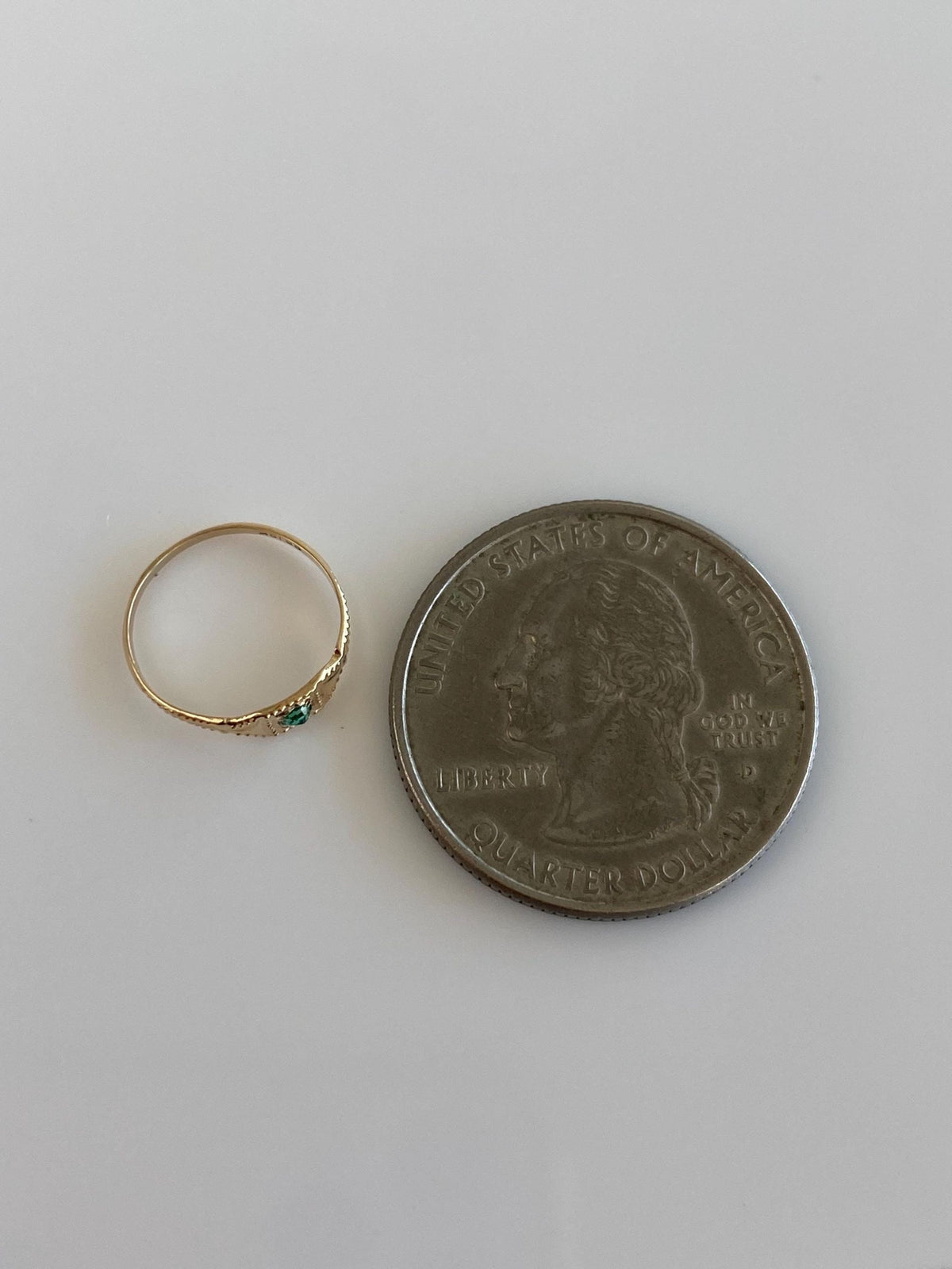 Vintage Solid 10k Yellow Gold Green Cubic Zirconia Designed Baby Ring