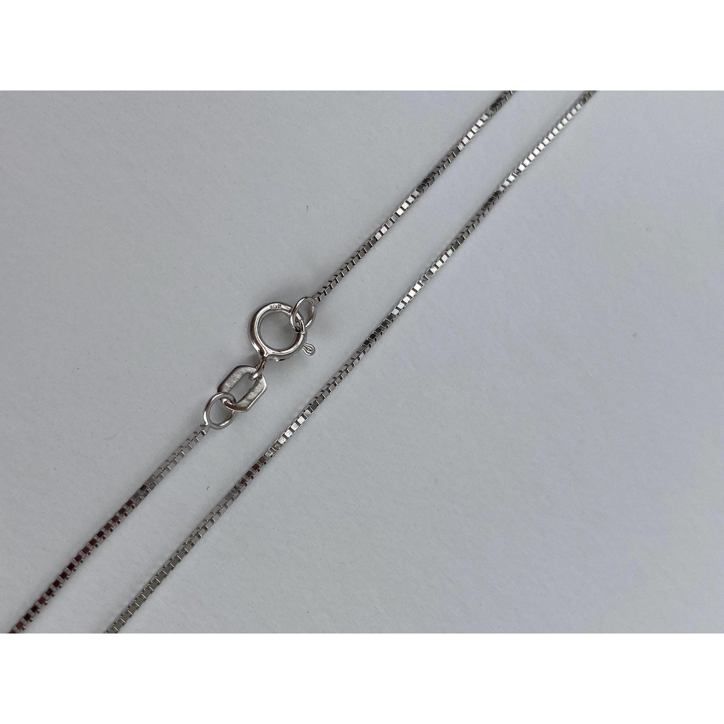 Solid 10k White Gold Box Chain Necklace - 18 inches