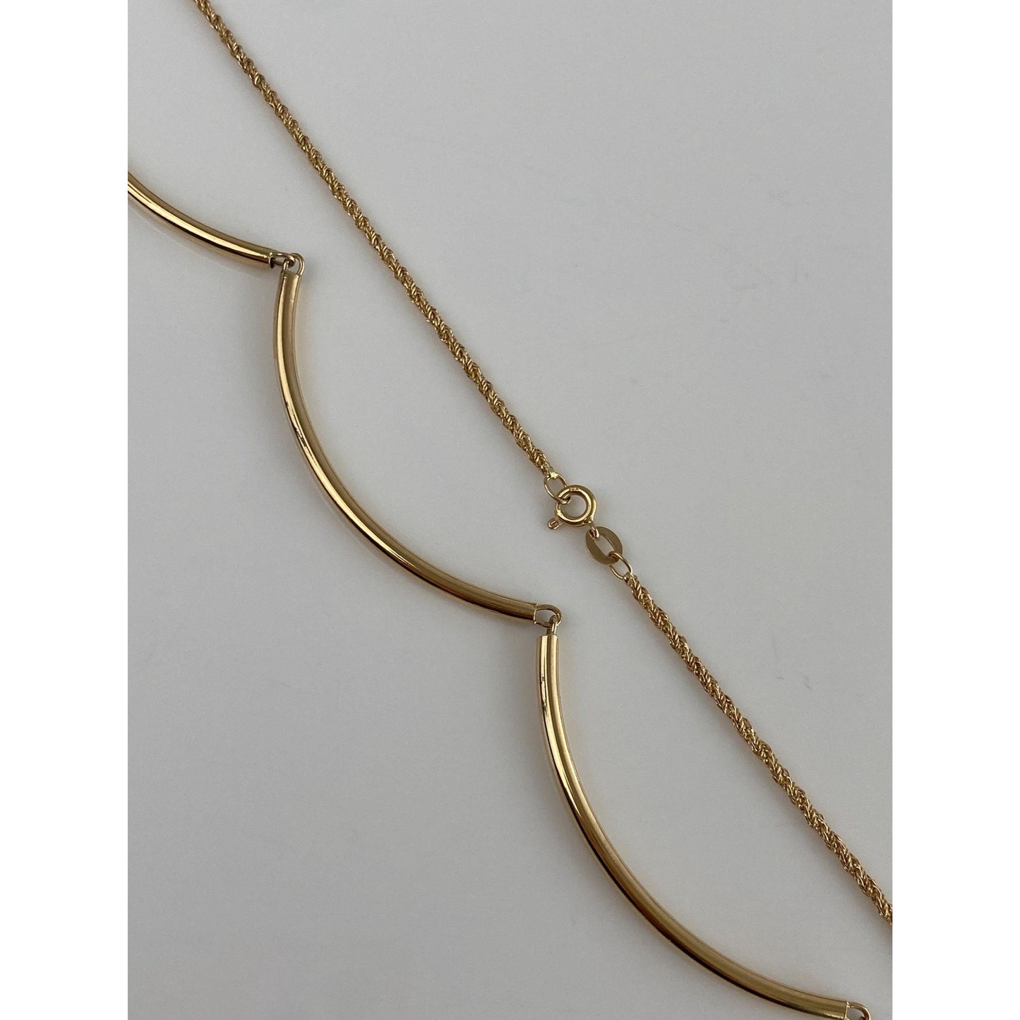 Vintage 14k Yellow Gold Tube Twist Style Chain Collar Necklace - 15.5 inches