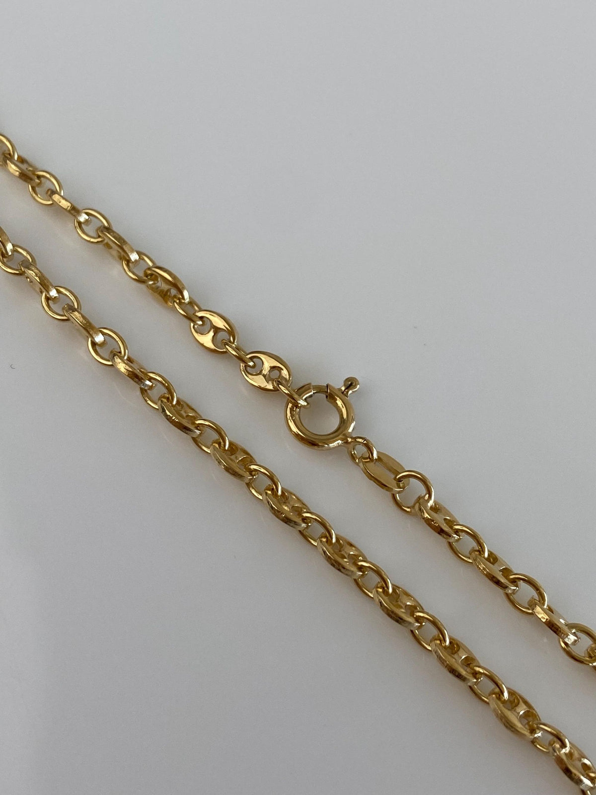 Vintage Solid 18k Yellow Gold Mariner Link Chain Necklace - 15.5 inches