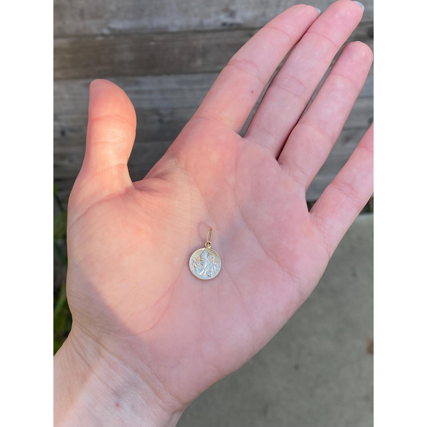 Vintage Solid 14k Yellow Gold Religious Charm