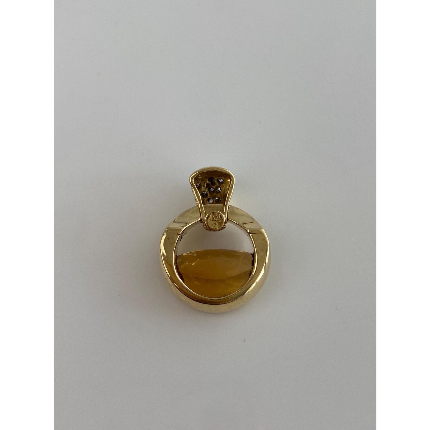Vintage Solid 18k Yellow Gold Diamond Citrine Charm