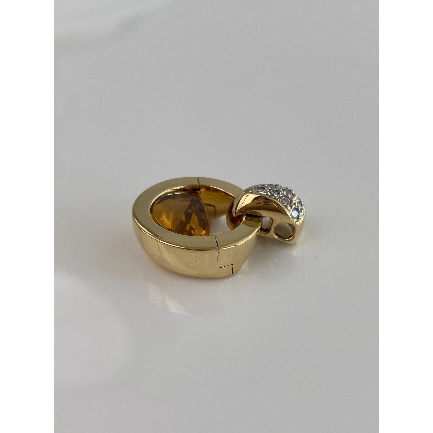 Vintage Solid 18k Yellow Gold Diamond Citrine Charm