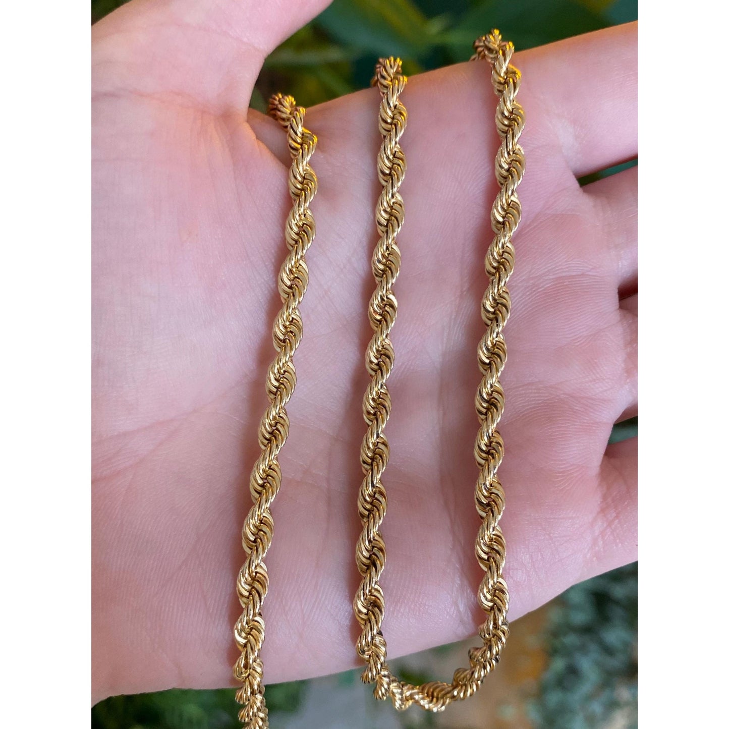 Vintage Solid 14k Yellow Gold Chunky Rope Chain Necklace - 18.25 inches