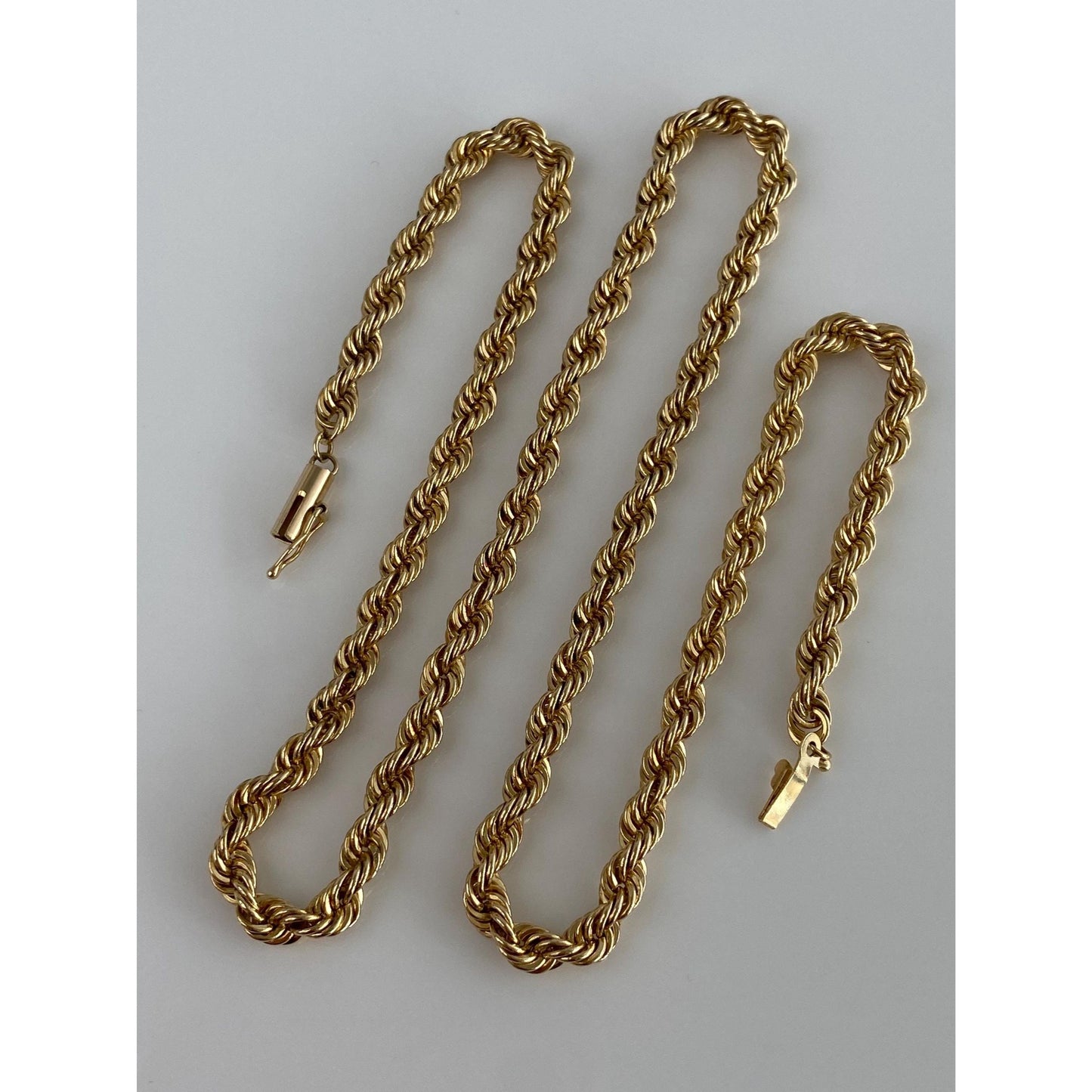 Vintage Solid 14k Yellow Gold Chunky Rope Chain Necklace - 18.25 inches
