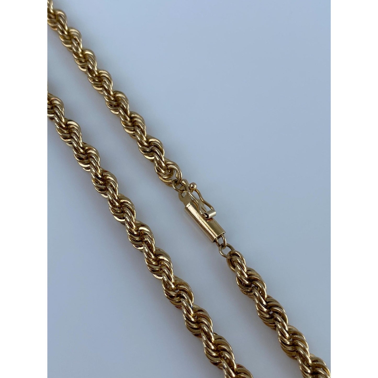 Vintage Solid 14k Yellow Gold Chunky Rope Chain Necklace - 18.25 inches